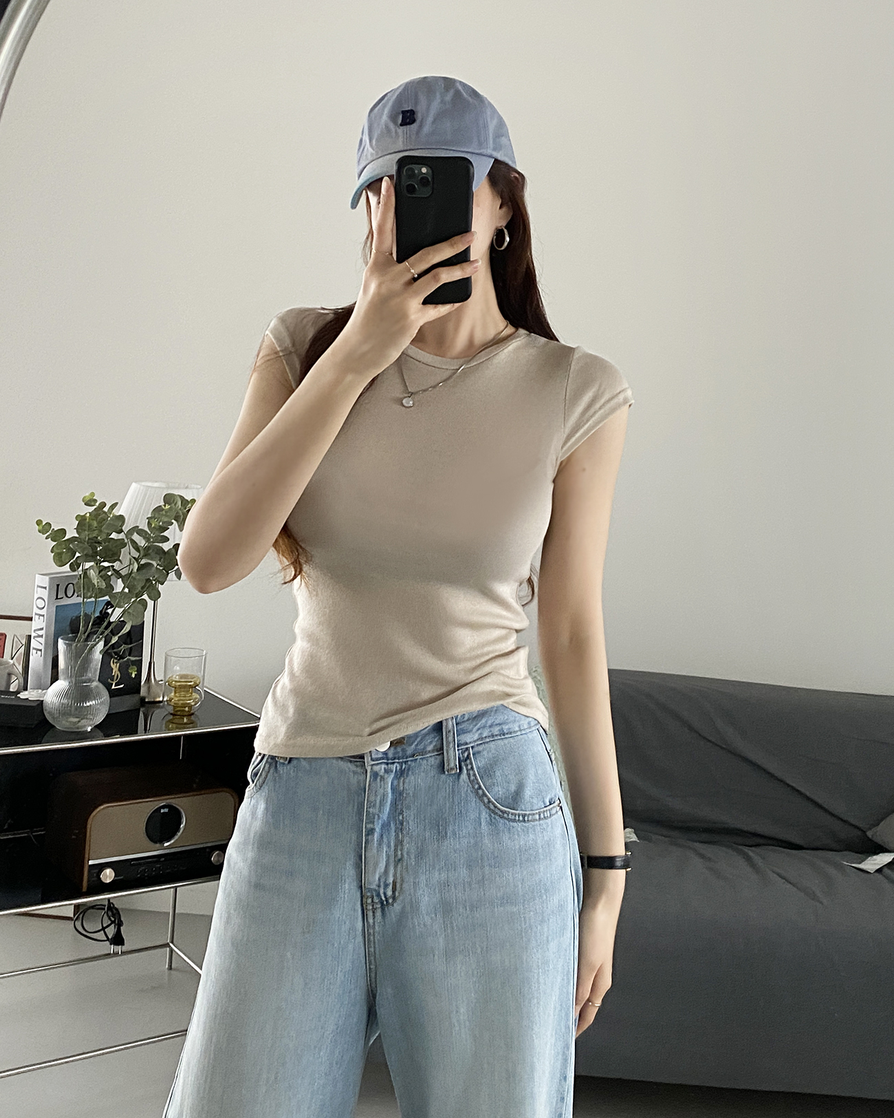 テンセル混シアーキャップスリーブTシャツ | 詳細画像2