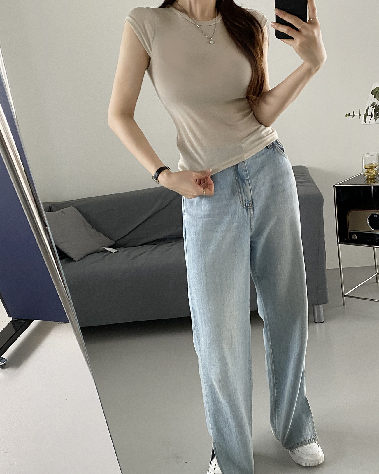 テンセル混シアーキャップスリーブTシャツ | 詳細画像3
