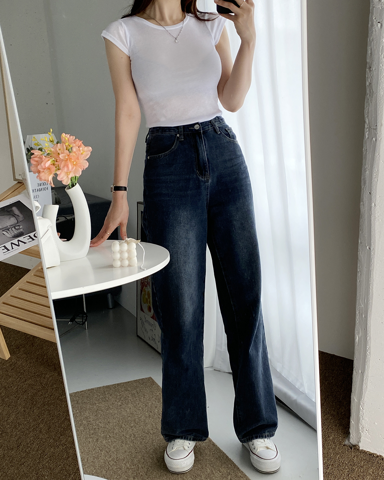 テンセル混シアーキャップスリーブTシャツ | 詳細画像7