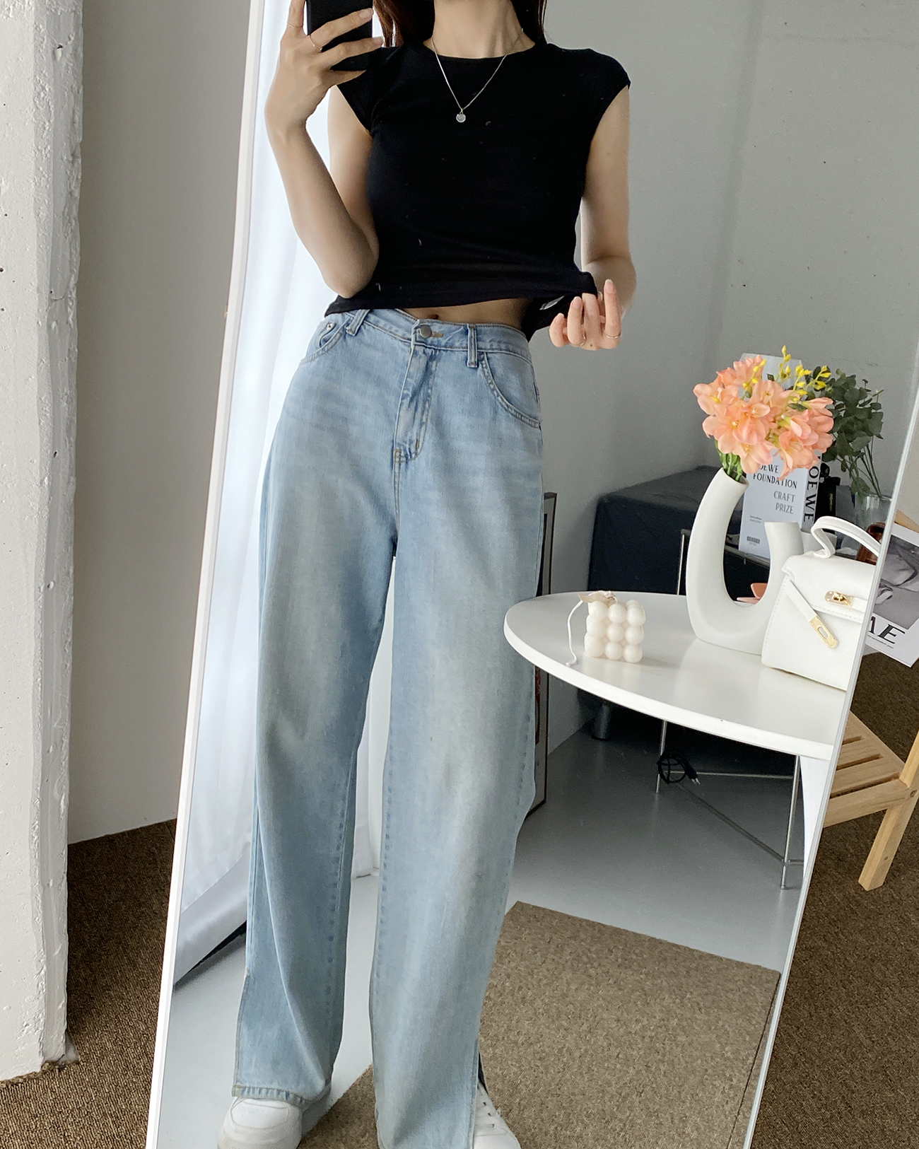 テンセル混シアーキャップスリーブTシャツ | 詳細画像9