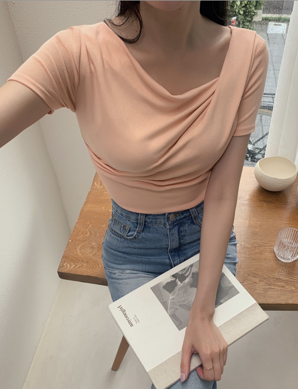 ドレープネックスリム半袖Tシャツ | 詳細画像8