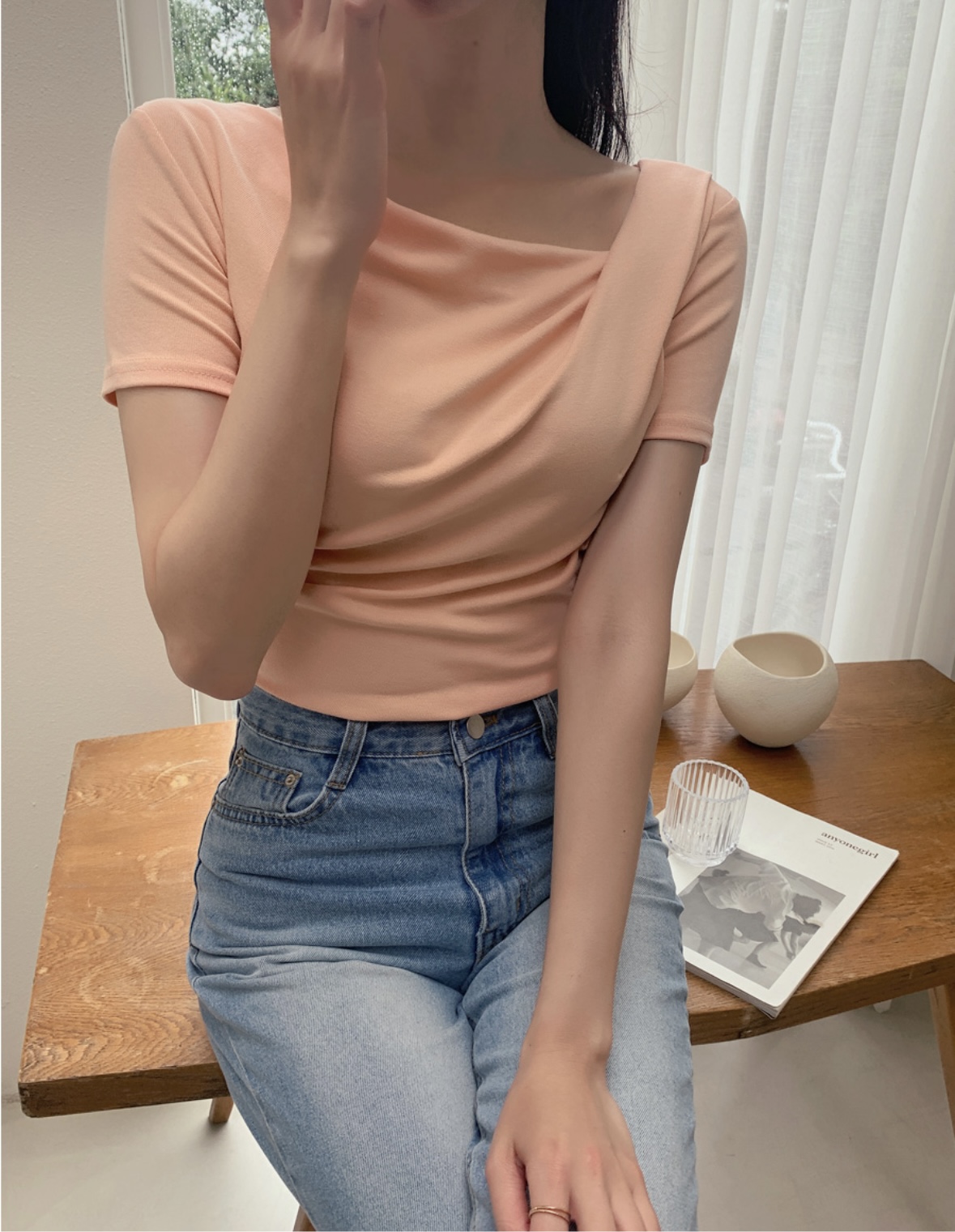 ドレープネックスリム半袖Tシャツ | 詳細画像10