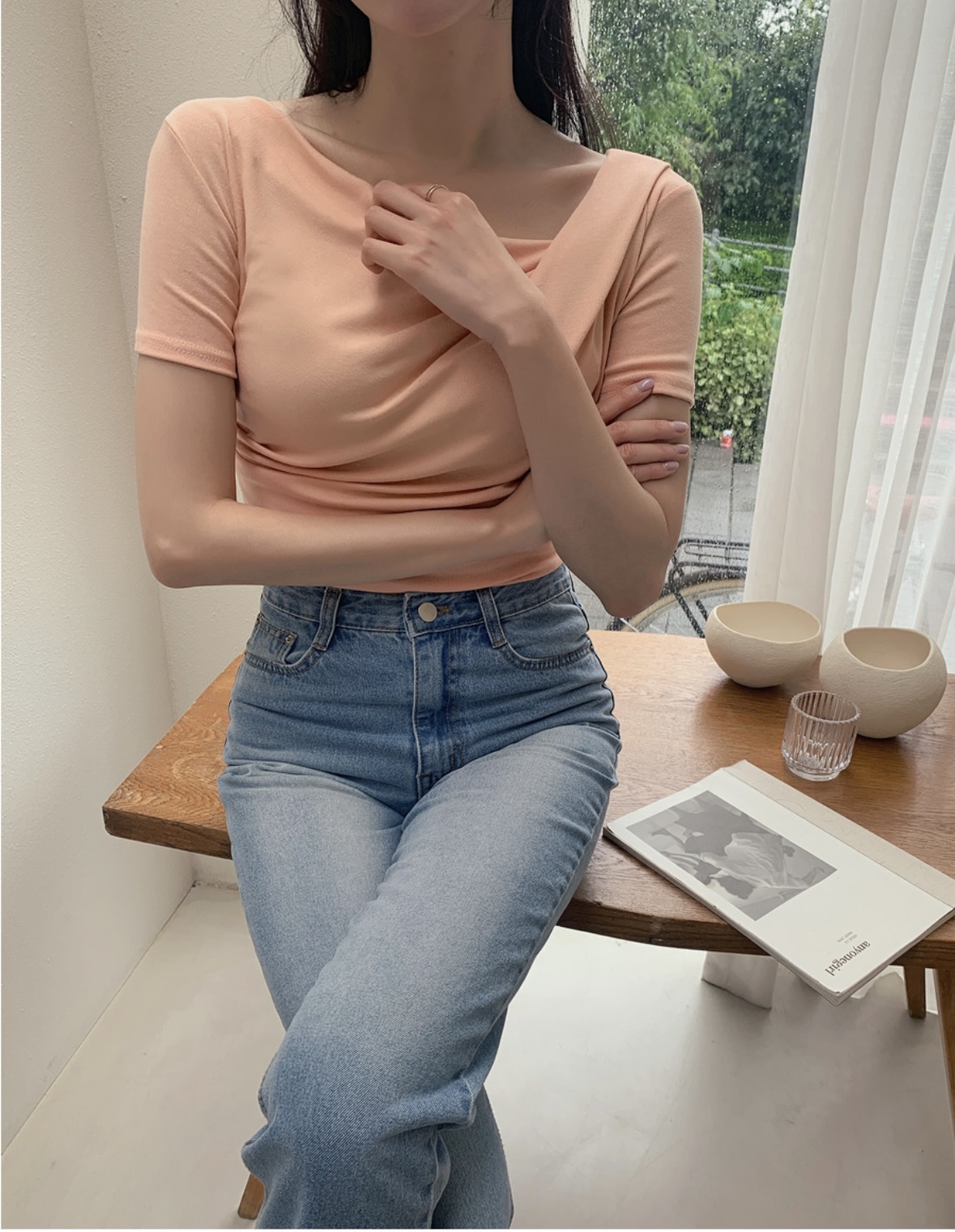 ドレープネックスリム半袖Tシャツ | 詳細画像11