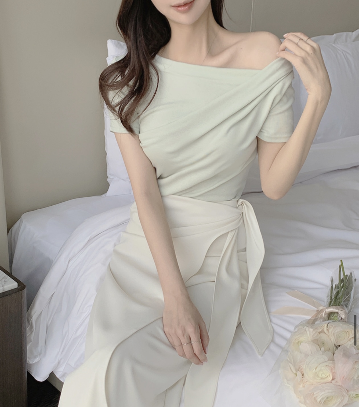 ドレープネックスリム半袖Tシャツ | 詳細画像12