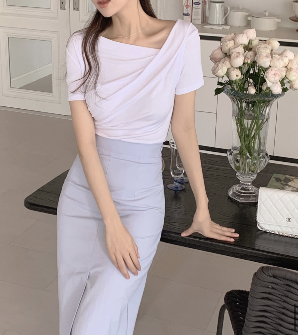 ドレープネックスリム半袖Tシャツ | 詳細画像17