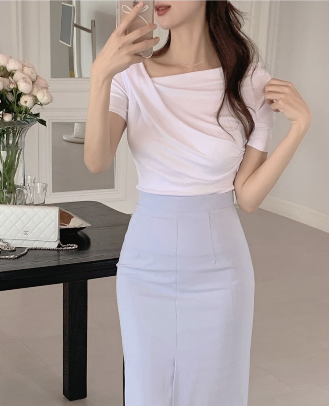 ドレープネックスリム半袖Tシャツ | 詳細画像18