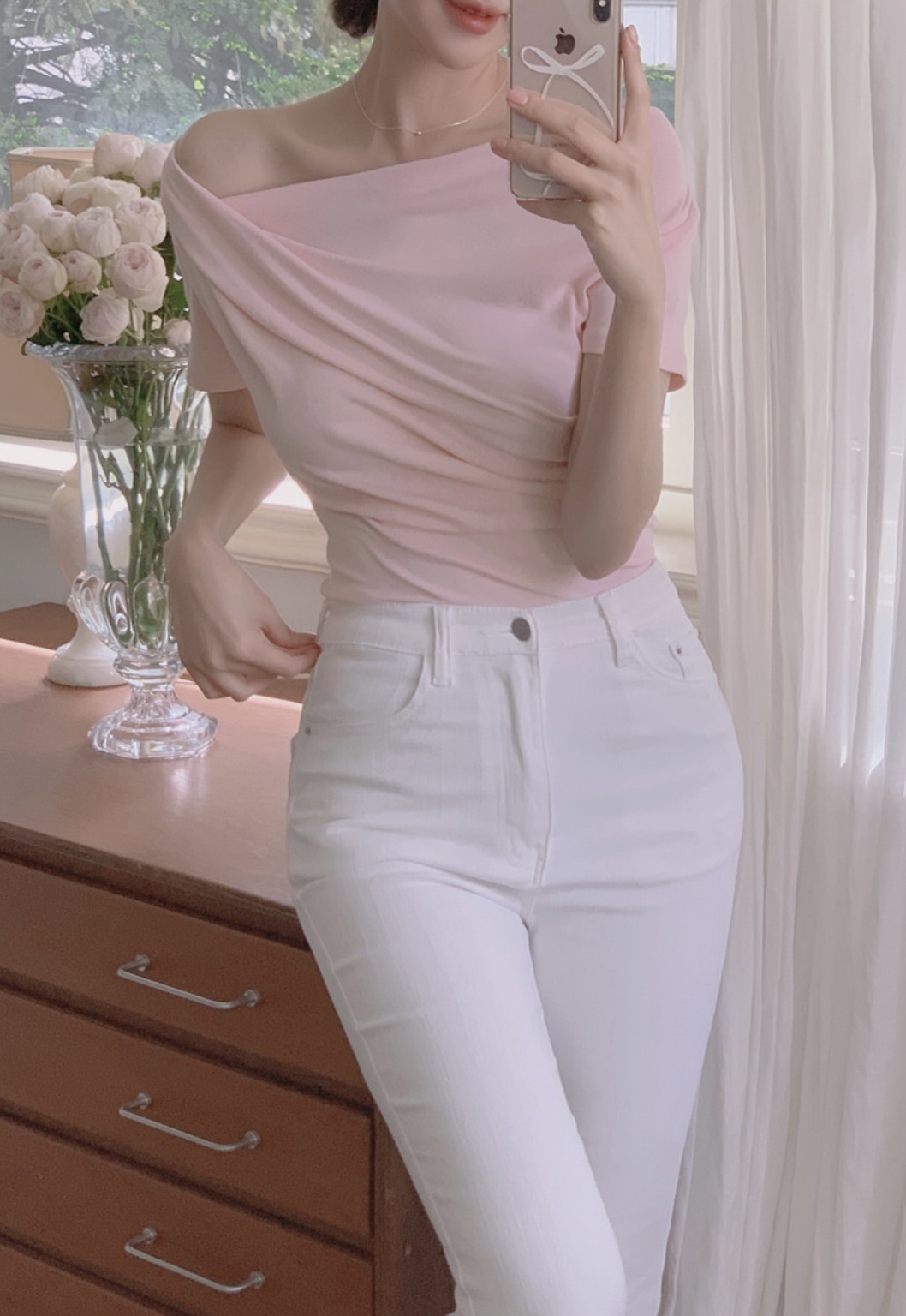 ドレープネックスリム半袖Tシャツ | 詳細画像23