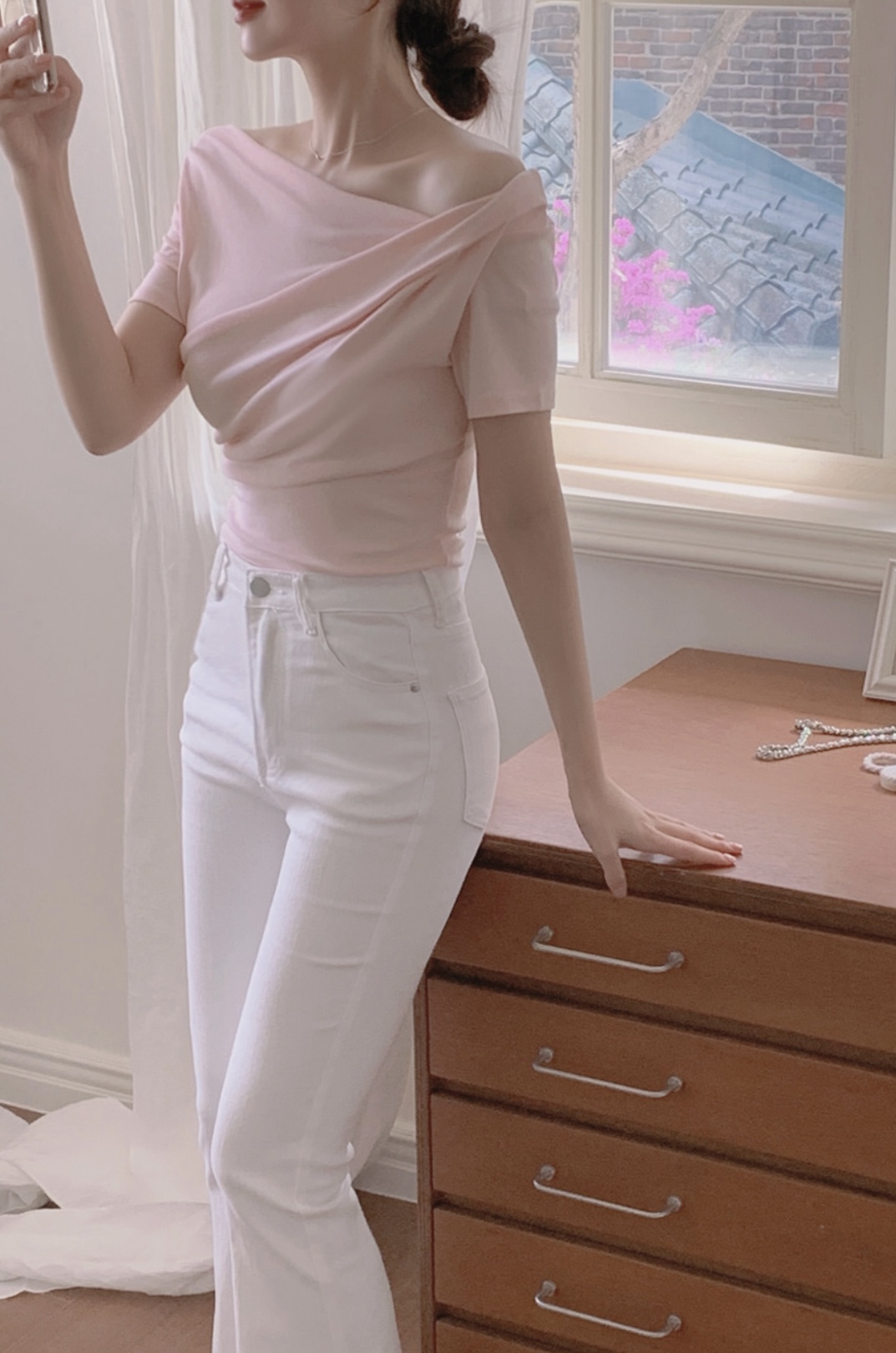 ドレープネックスリム半袖Tシャツ | 詳細画像24