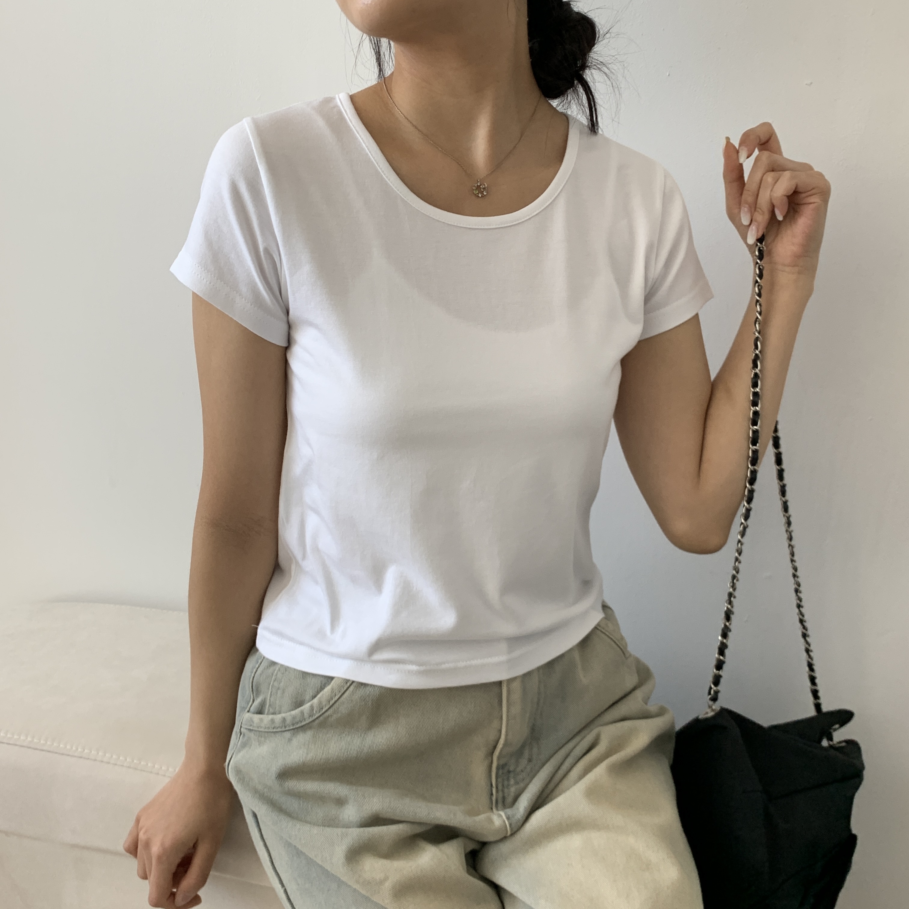 モダール混UネックショートスリーブTシャツ | 詳細画像6