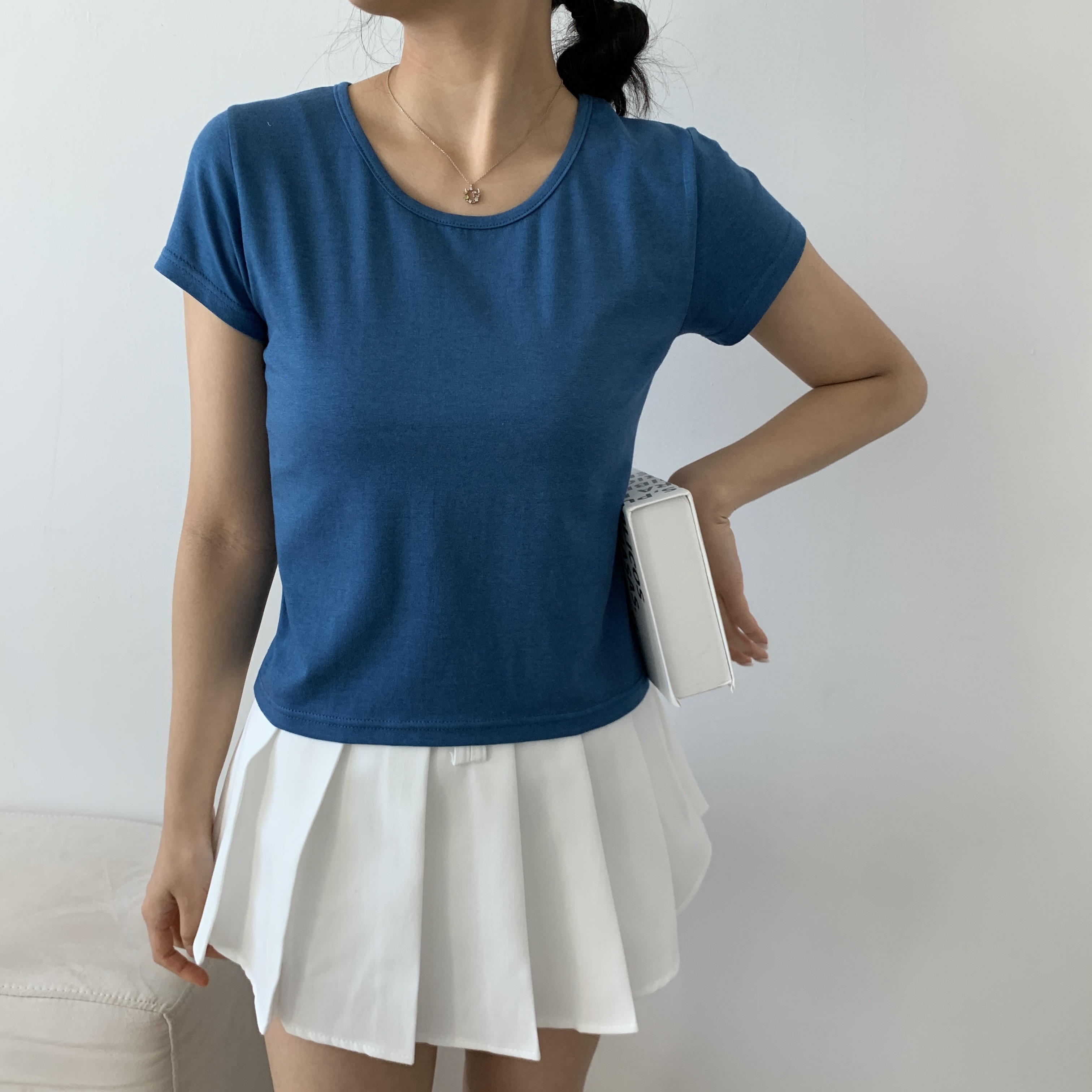 モダール混UネックショートスリーブTシャツ | 詳細画像8