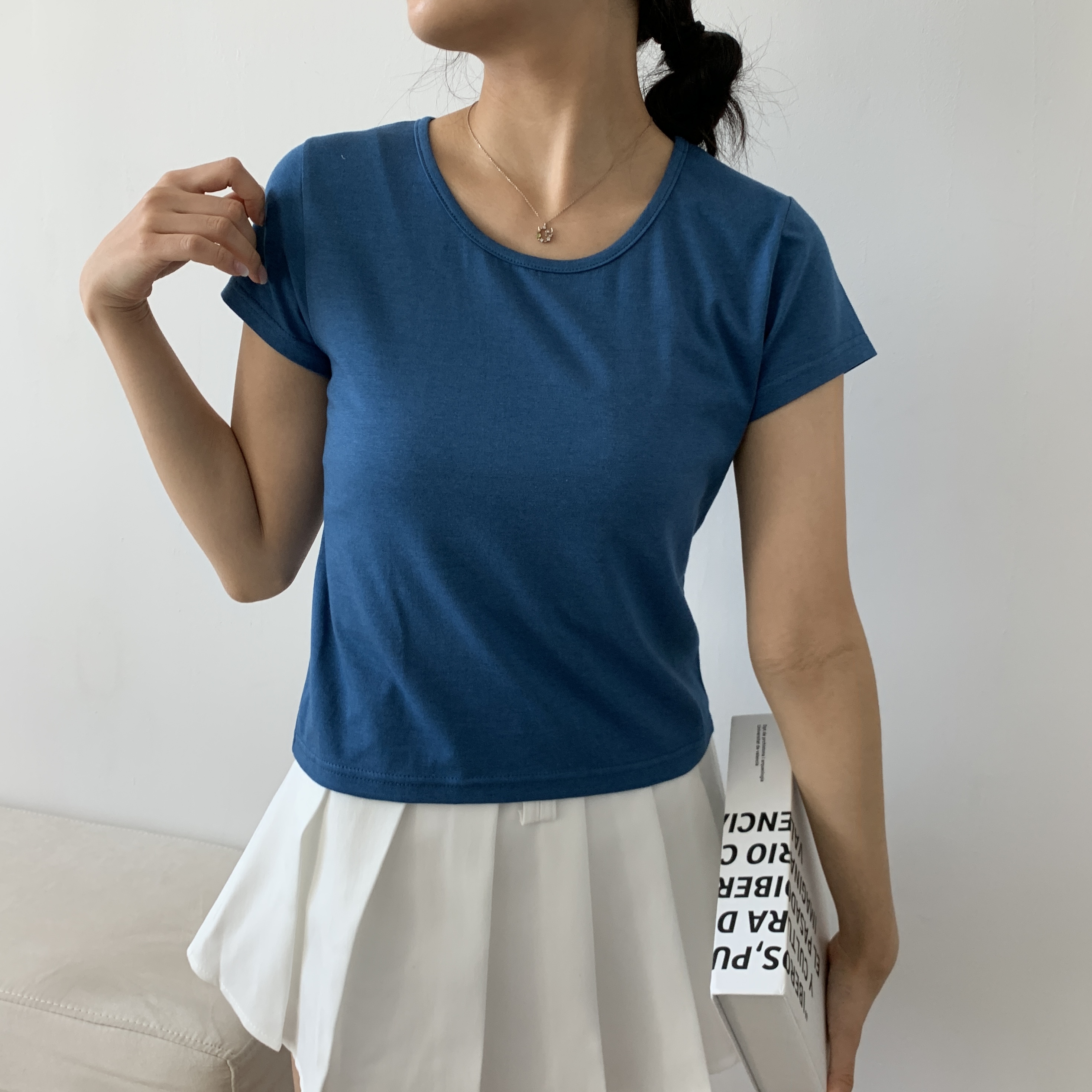 モダール混UネックショートスリーブTシャツ | 詳細画像9
