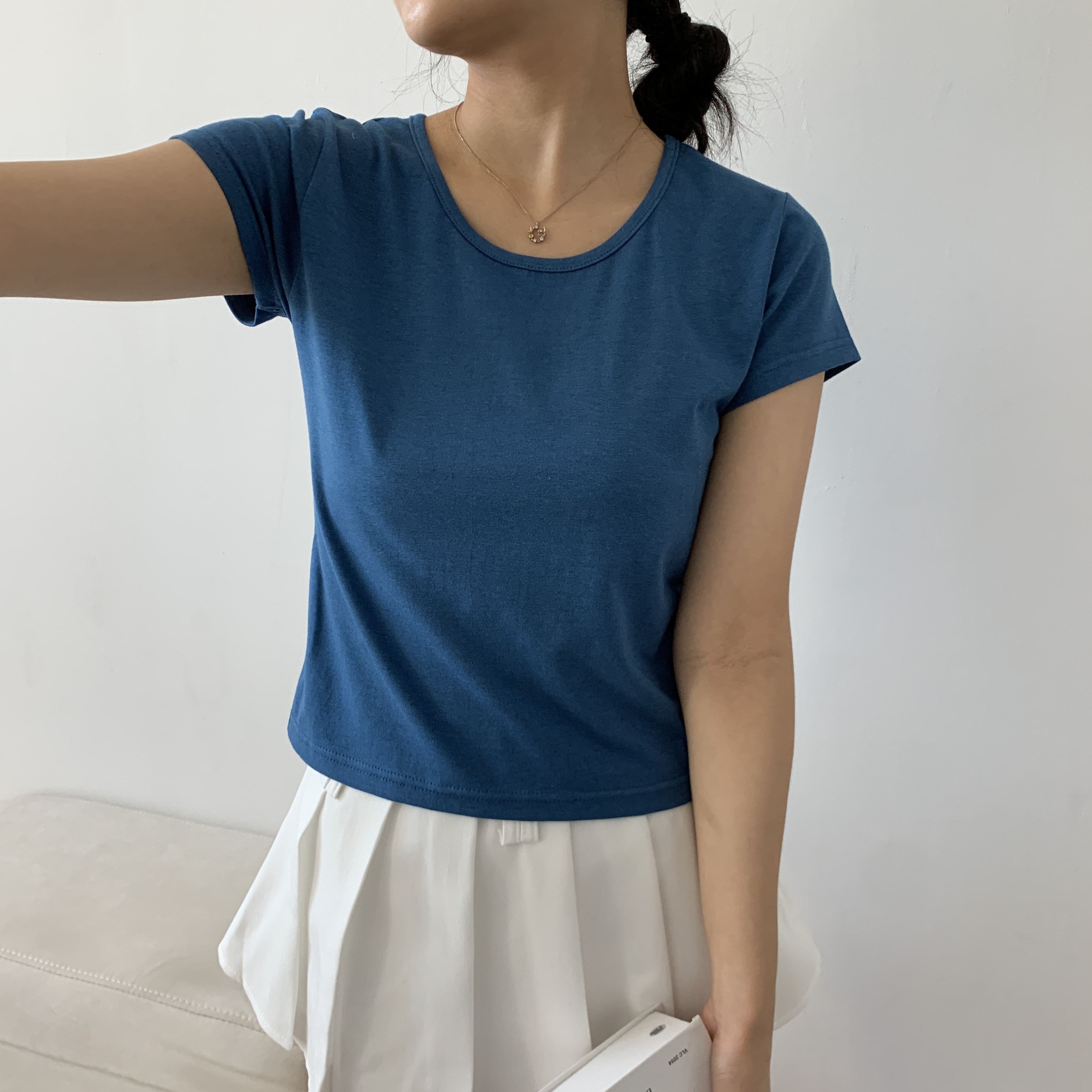 モダール混UネックショートスリーブTシャツ | 詳細画像7