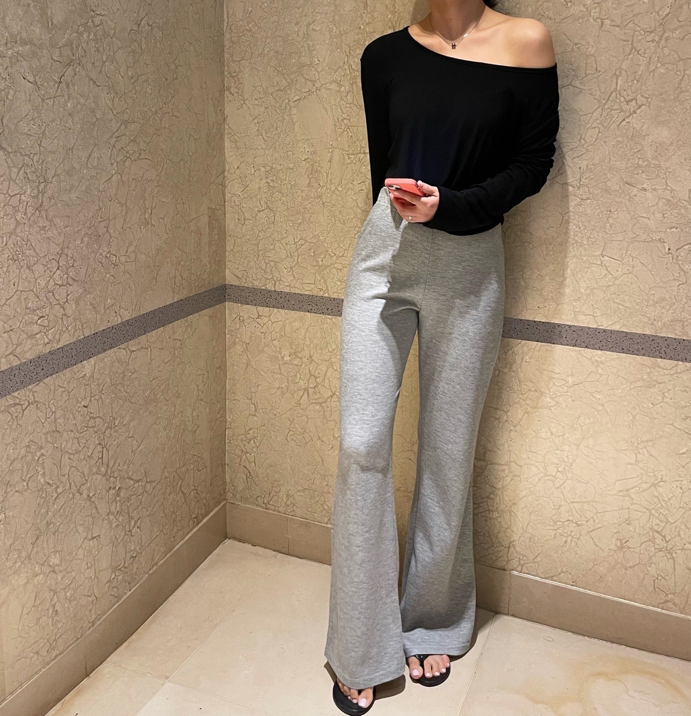 ウエストゴム スウェットスリムフレアパンツ | 詳細画像2