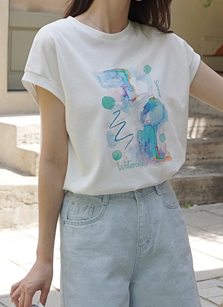 【新品タグ付】定価¥16,500水彩画風プリントレーヨンストレートパンツ/春夏 水彩画風 ゆったりプリントTシャツ 通販【ニッセン】