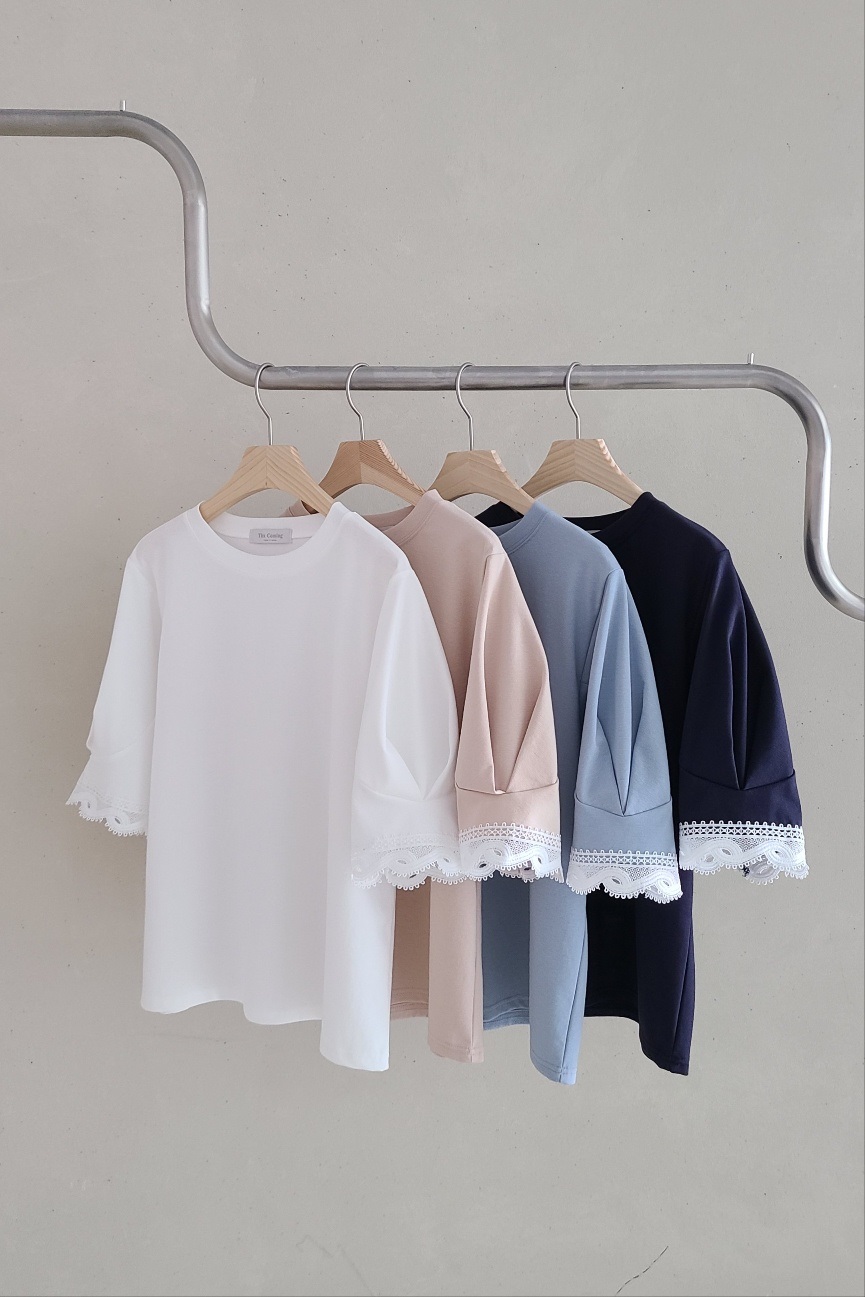 レースヘムハーフパフスリーブTシャツ | 詳細画像4