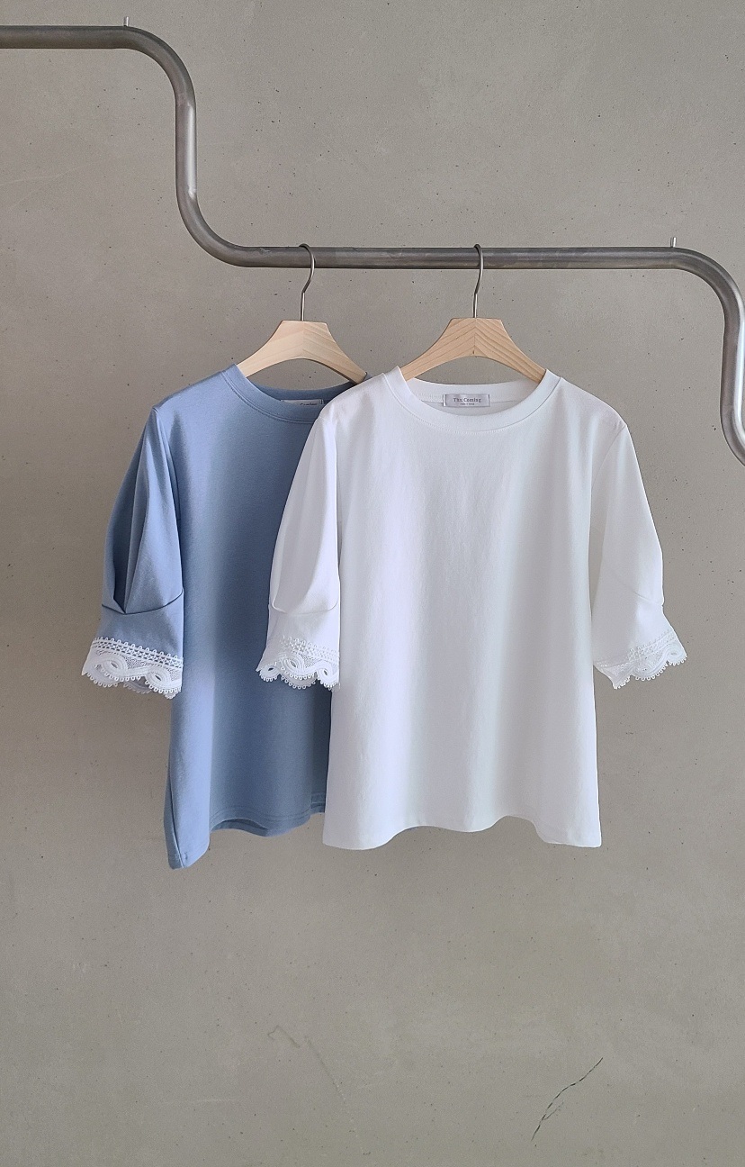レースヘムハーフパフスリーブTシャツ | 詳細画像10