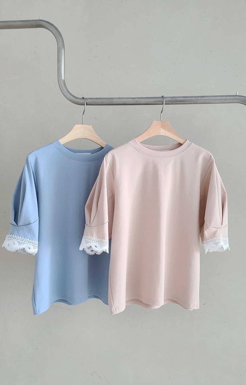 レースヘムハーフパフスリーブTシャツ | 詳細画像11