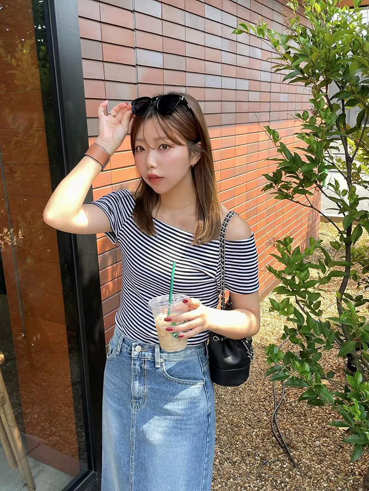 ボーダーオフショル半袖Tシャツ | 詳細画像1