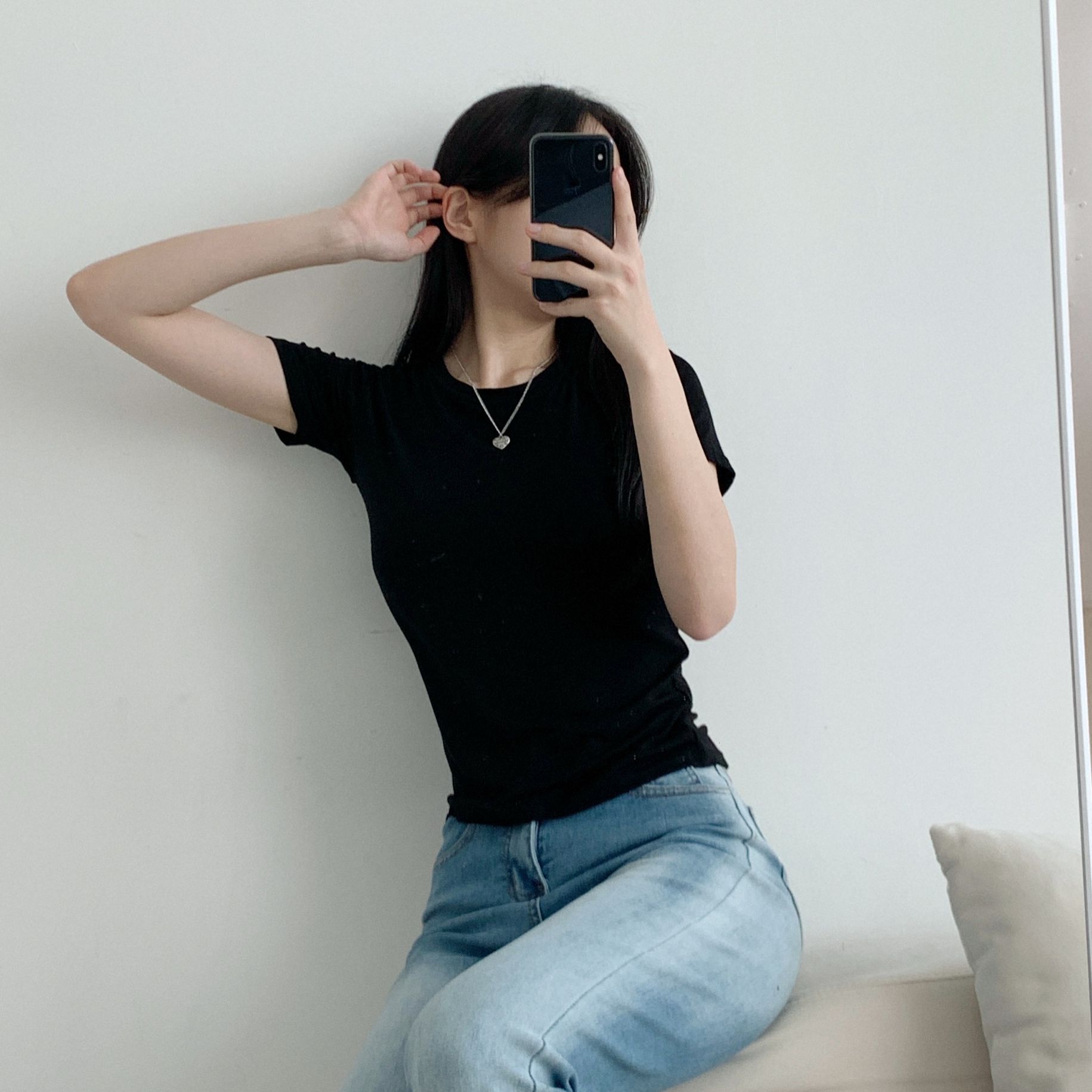 ラウンドクロップドスリム半袖Tシャツ | 詳細画像4