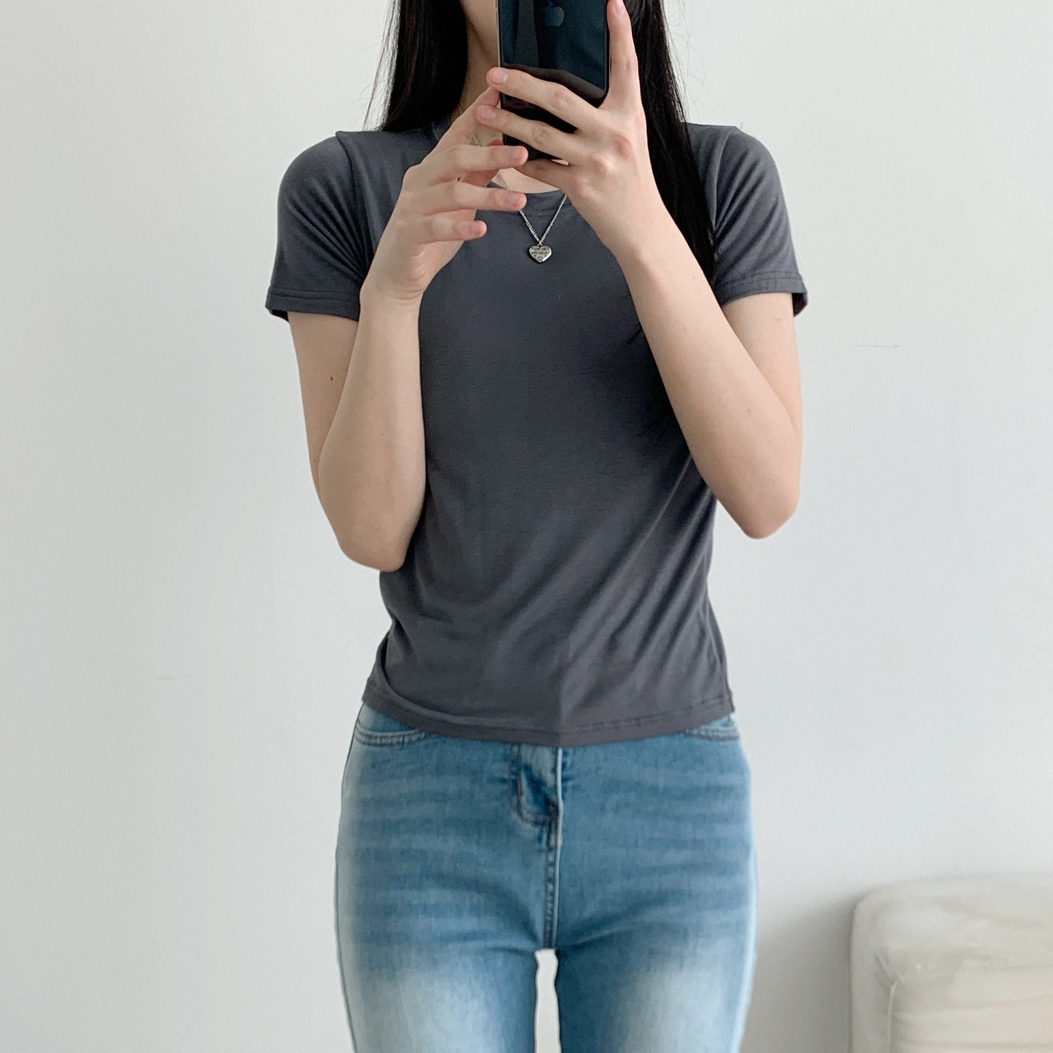 ラウンドクロップドスリム半袖Tシャツ | 詳細画像10