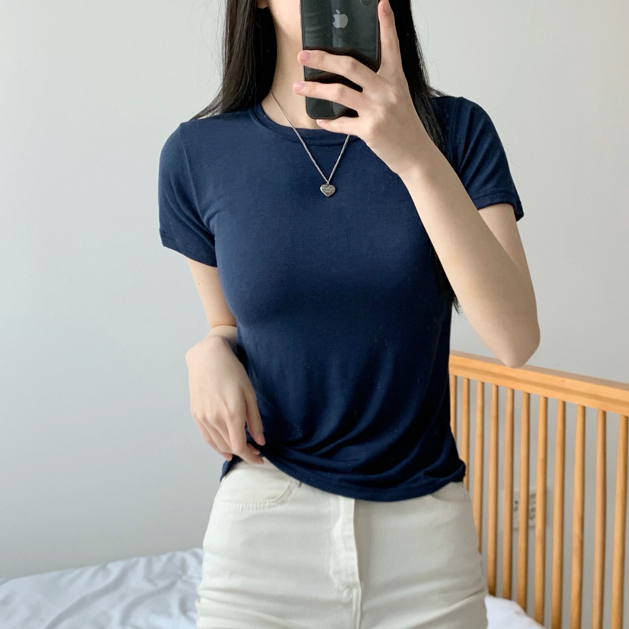 ラウンドクロップドスリム半袖Tシャツ | 詳細画像11