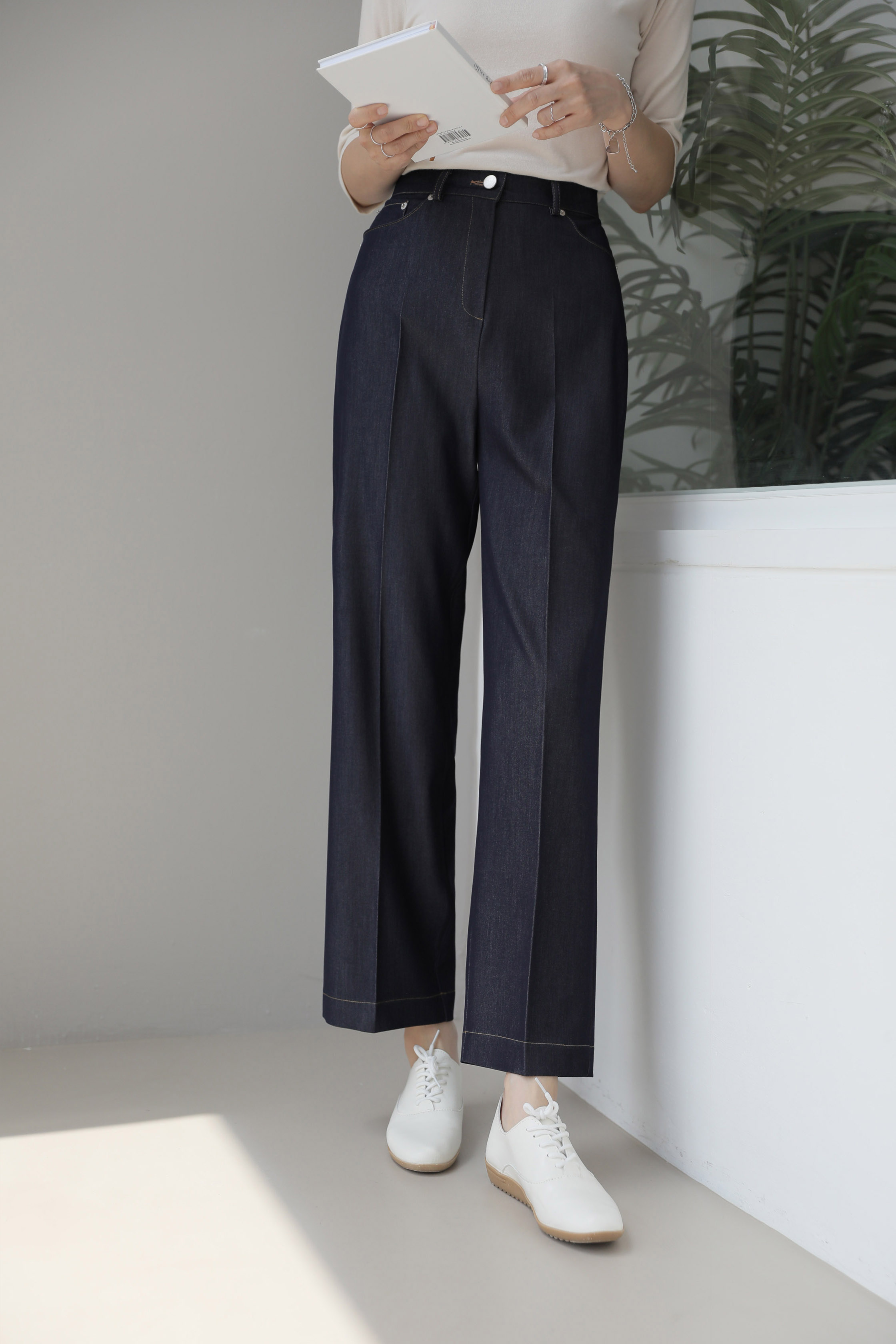 2TYPEステッチストレートスラックスデニムパンツ | 詳細画像7