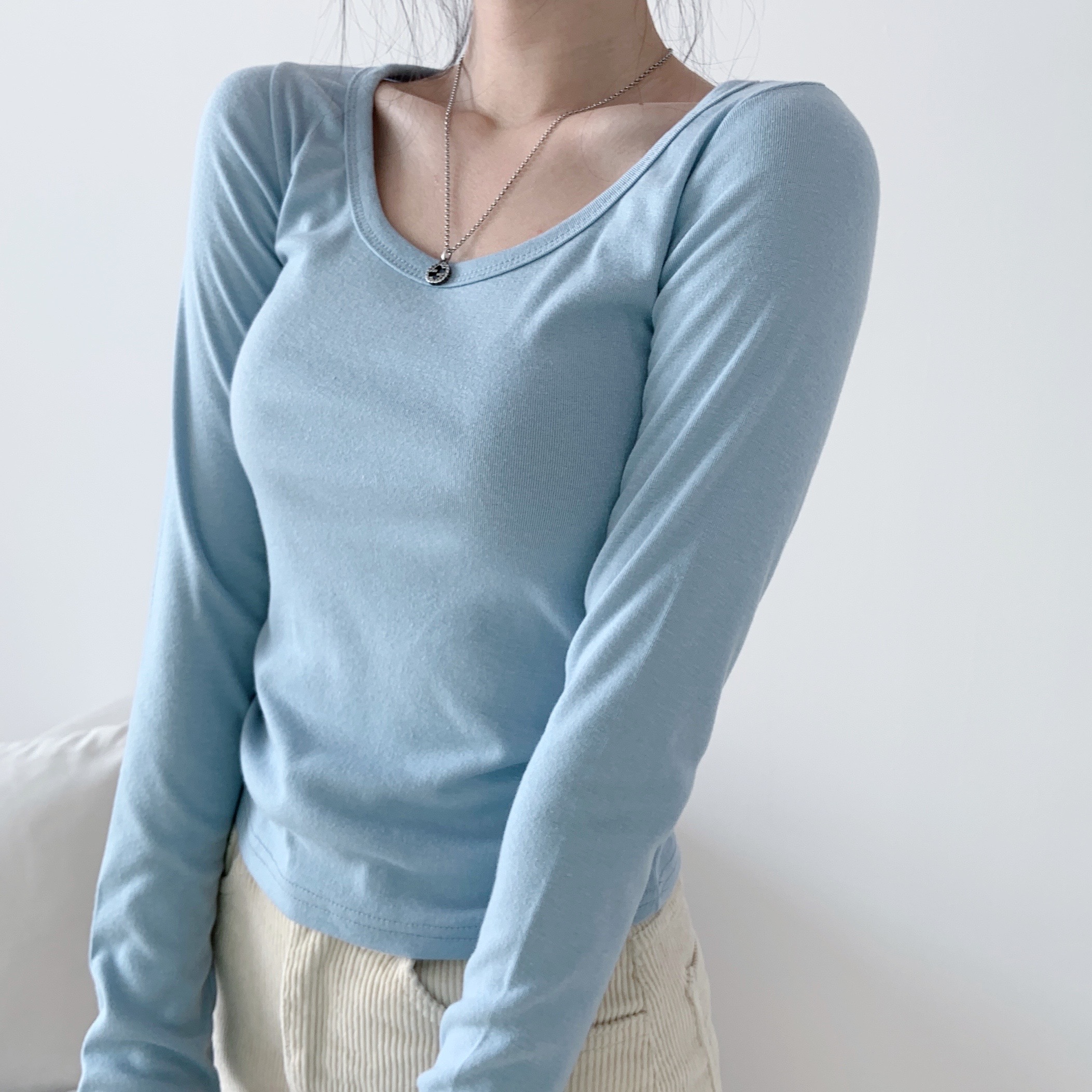 Uネッククロップドスリム長袖Tシャツ | 詳細画像13