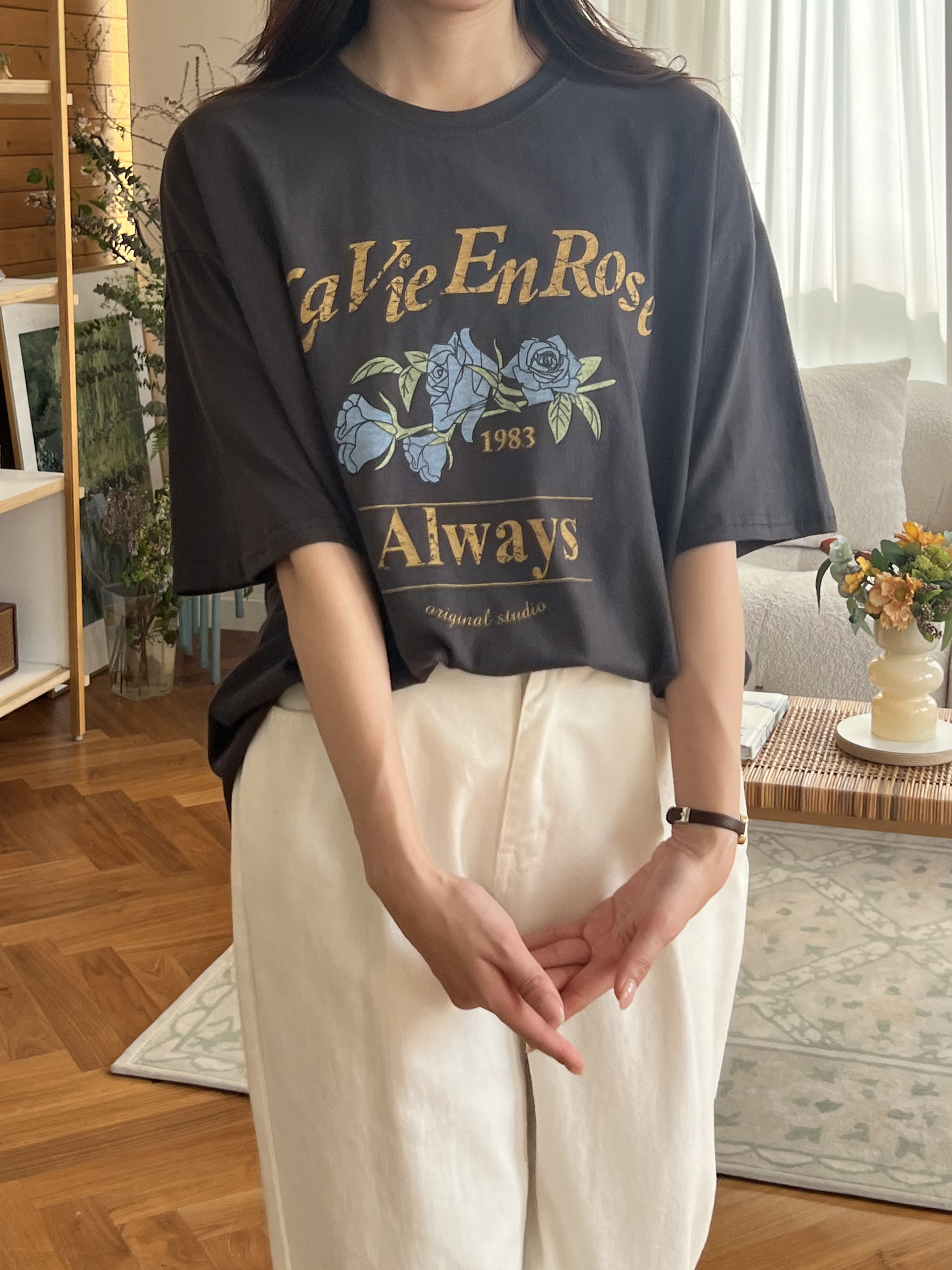 ローズプリントボクシー半袖Tシャツ | 詳細画像6