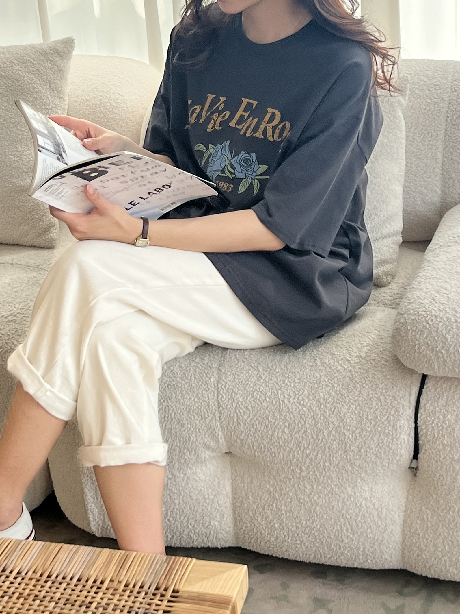 ローズプリントボクシー半袖Tシャツ | 詳細画像9
