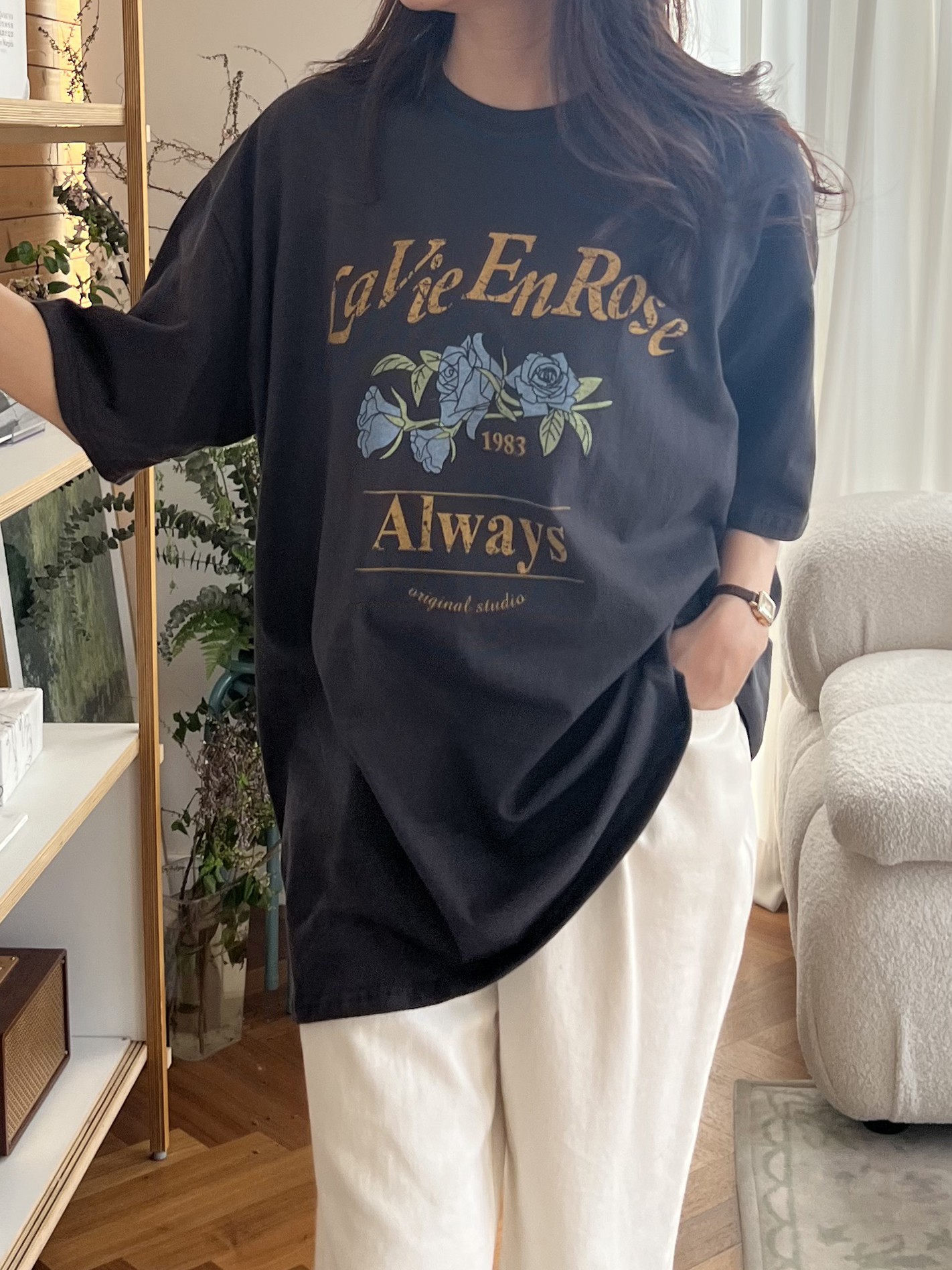 ローズプリントボクシー半袖Tシャツ | 詳細画像11