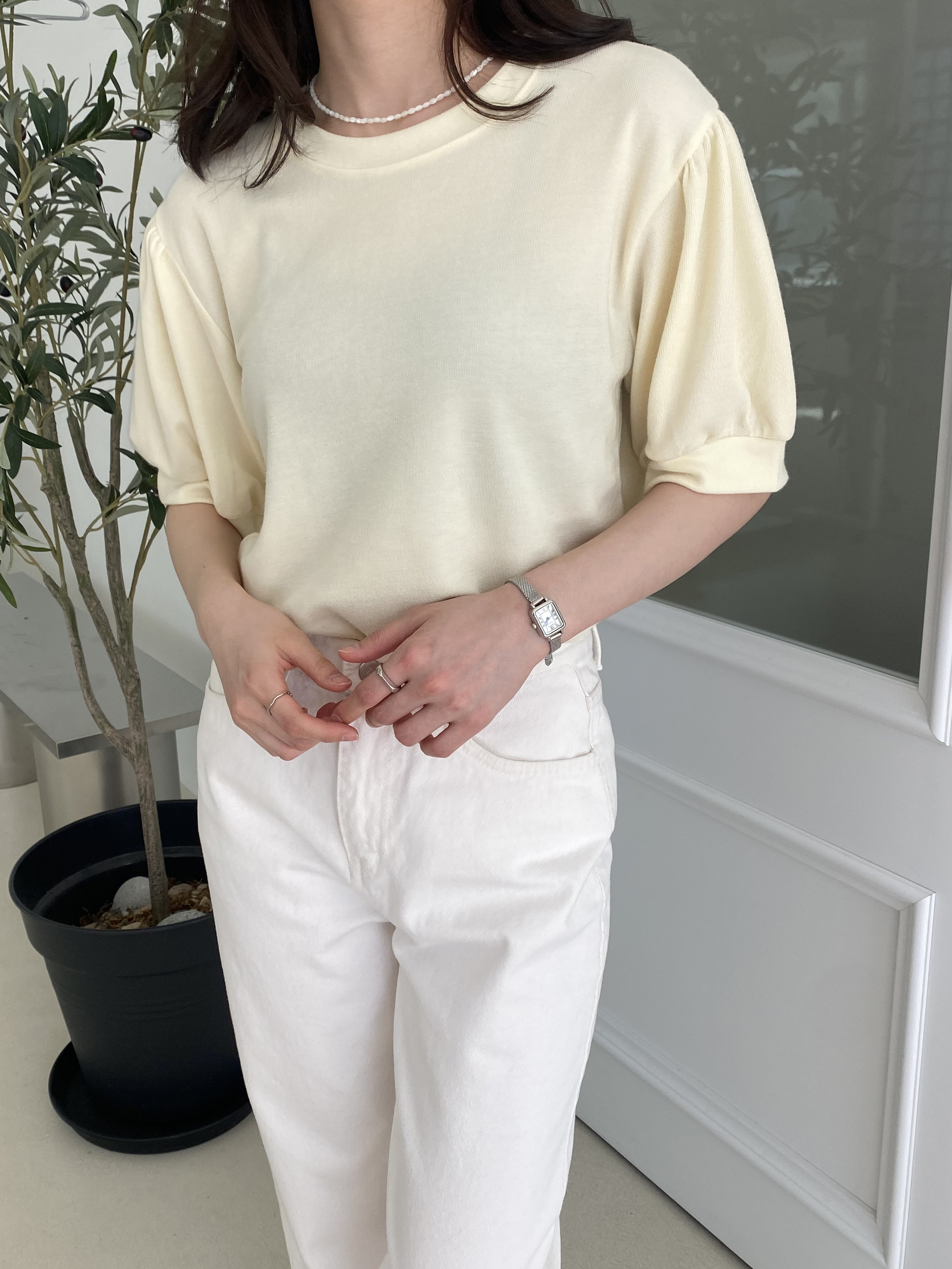 ラウンドネックパフスリーブTシャツ | 詳細画像8