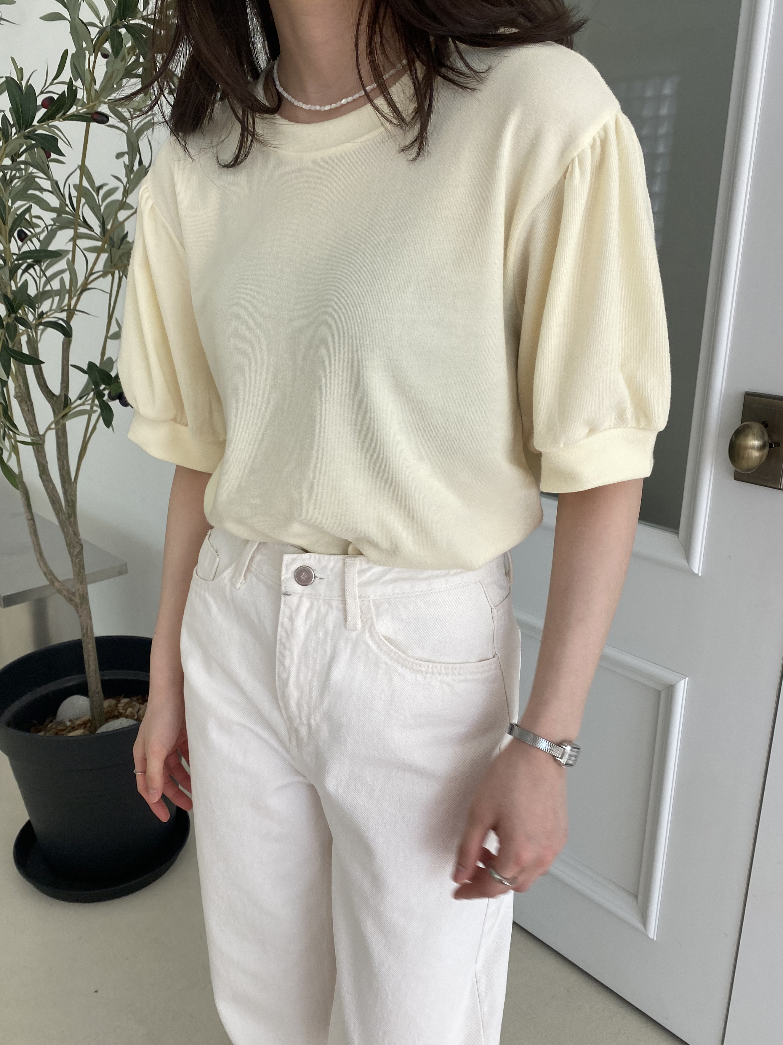 ラウンドネックパフスリーブTシャツ | 詳細画像4