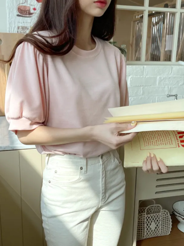 ラウンドネックパフスリーブTシャツ | 詳細画像9