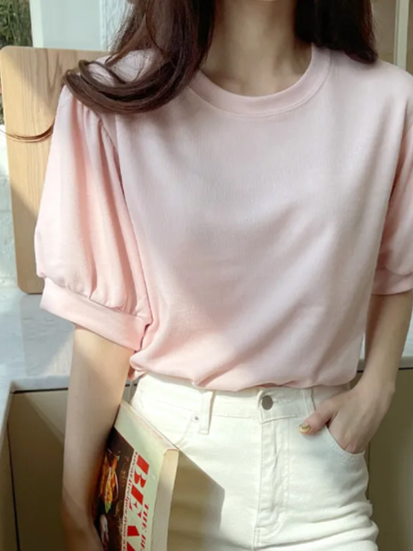 ラウンドネックパフスリーブTシャツ | 詳細画像11