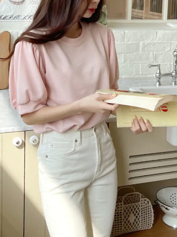 ラウンドネックパフスリーブTシャツ | 詳細画像12