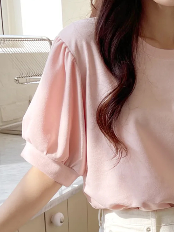 ラウンドネックパフスリーブTシャツ | 詳細画像13