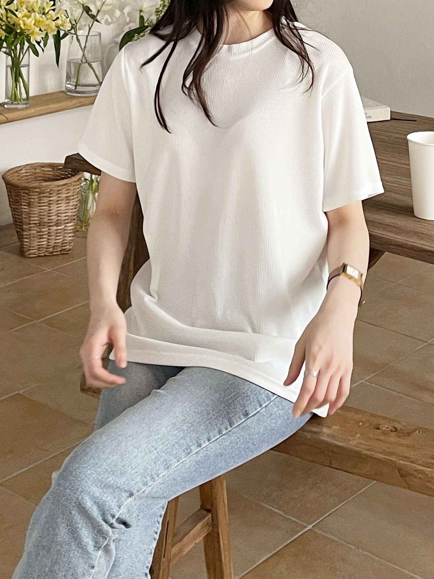 ラウンドネックリブ半袖Tシャツ | 詳細画像2