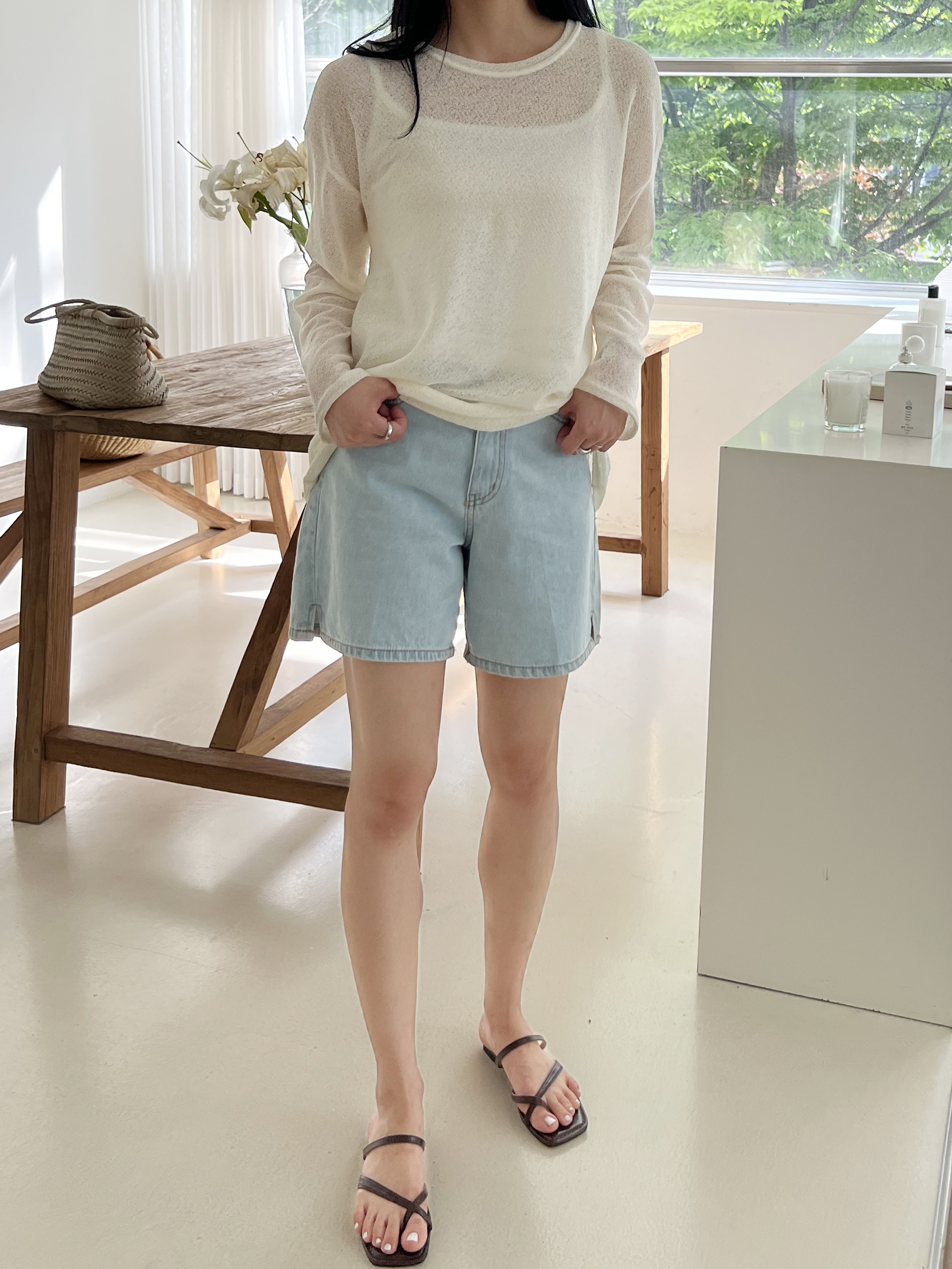 シースルー長袖ルーズTシャツ | 詳細画像7