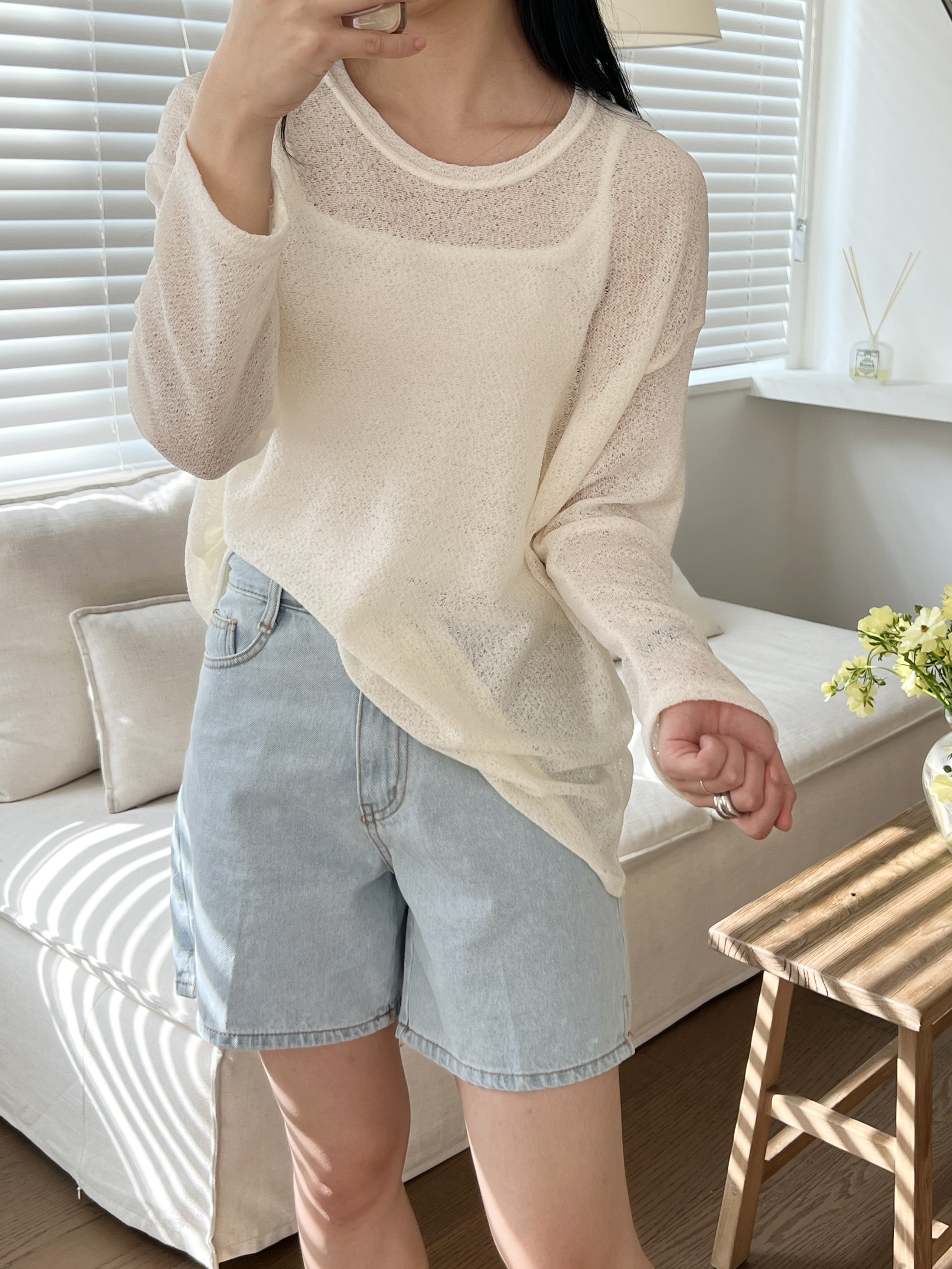 シースルー長袖ルーズTシャツ | 詳細画像9