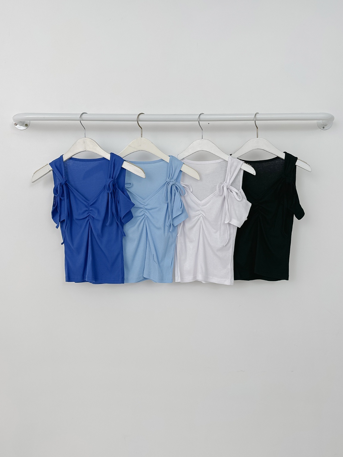 リボンオープンショルダー半袖リブTシャツ | 詳細画像6