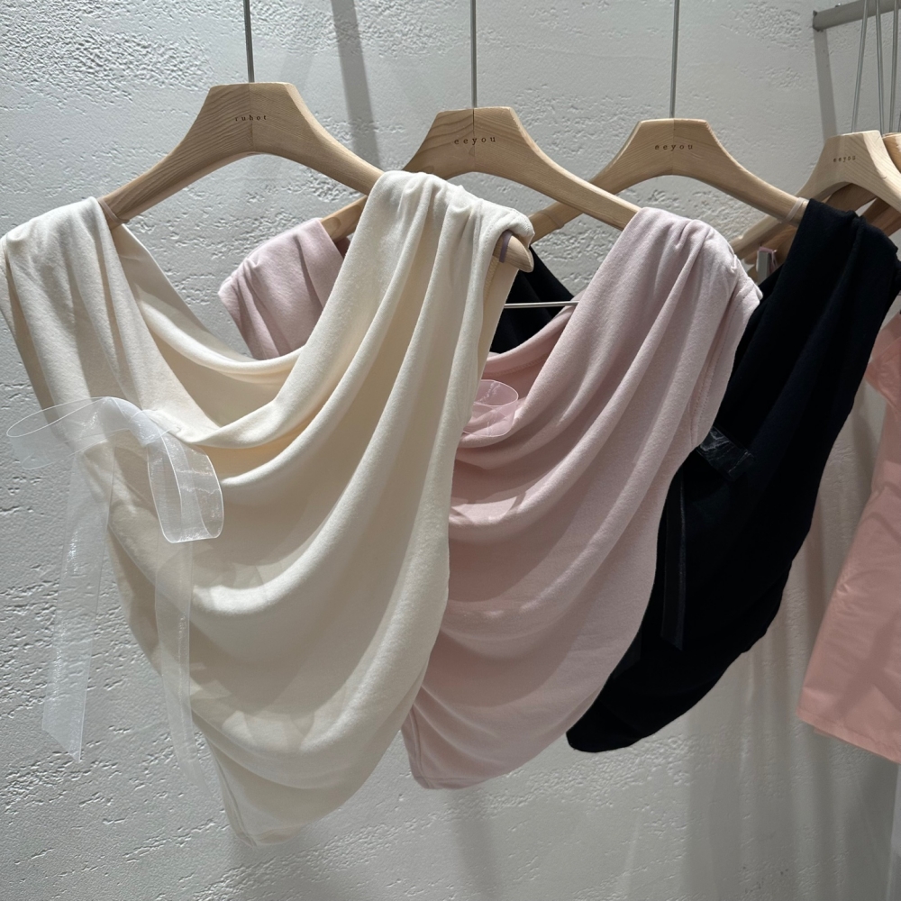 シフォンリボンシャーリングオフショル半袖Tシャツ | 詳細画像18