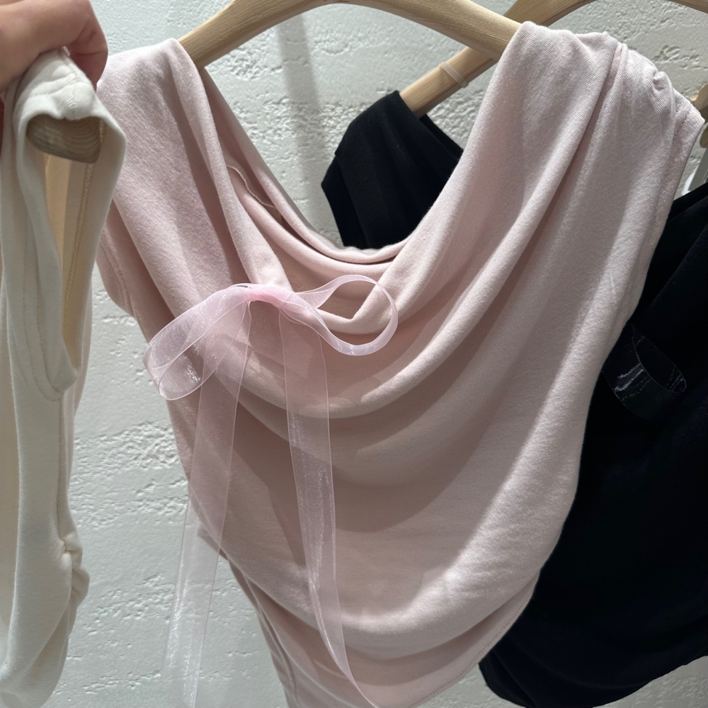シフォンリボンシャーリングオフショル半袖Tシャツ | 詳細画像17