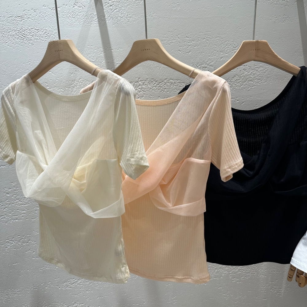 シフォンツイストVネックリブ半袖Tシャツ | 詳細画像19
