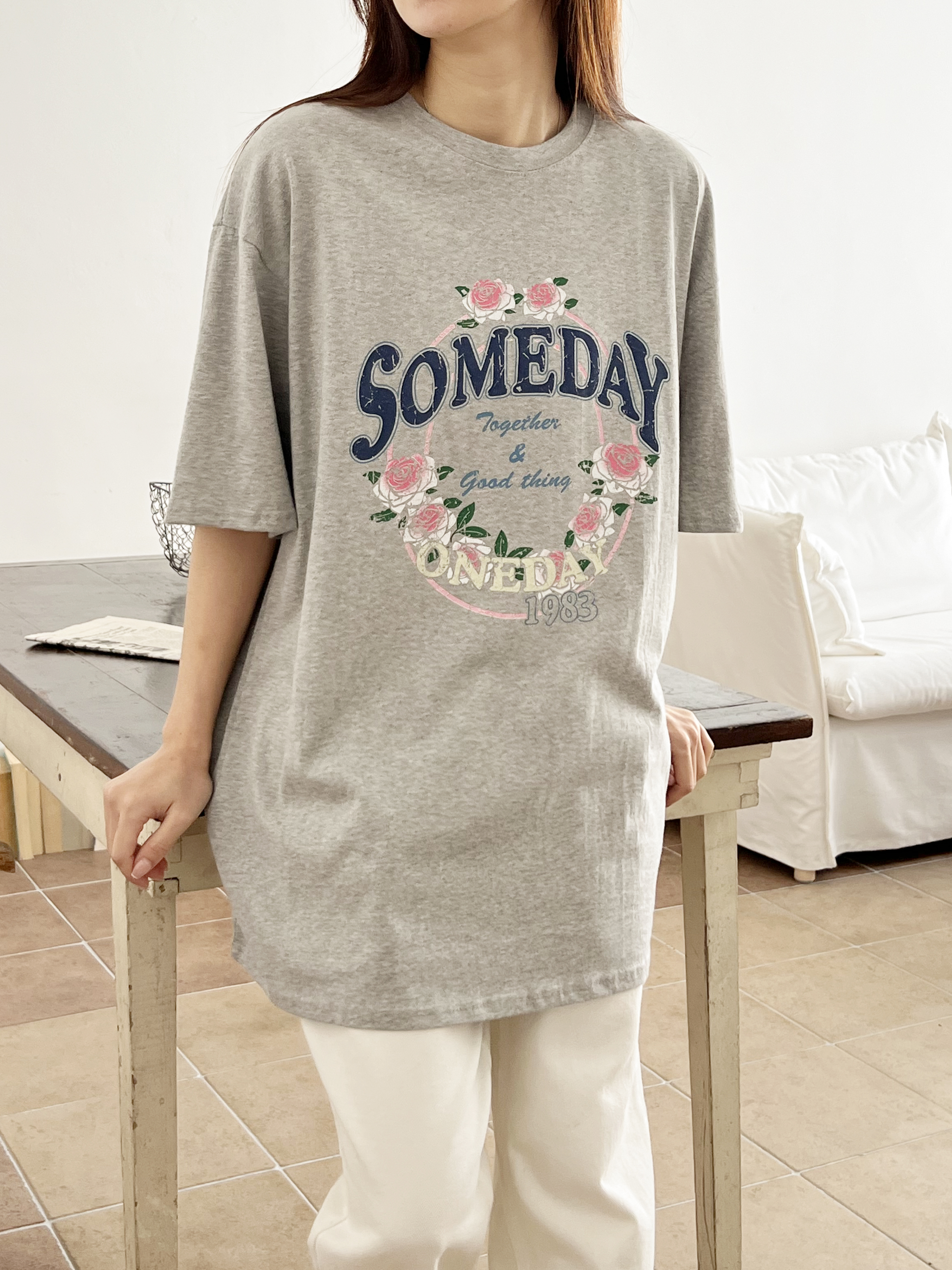 SOMEDAYローズプリント半袖Tシャツ | 詳細画像4
