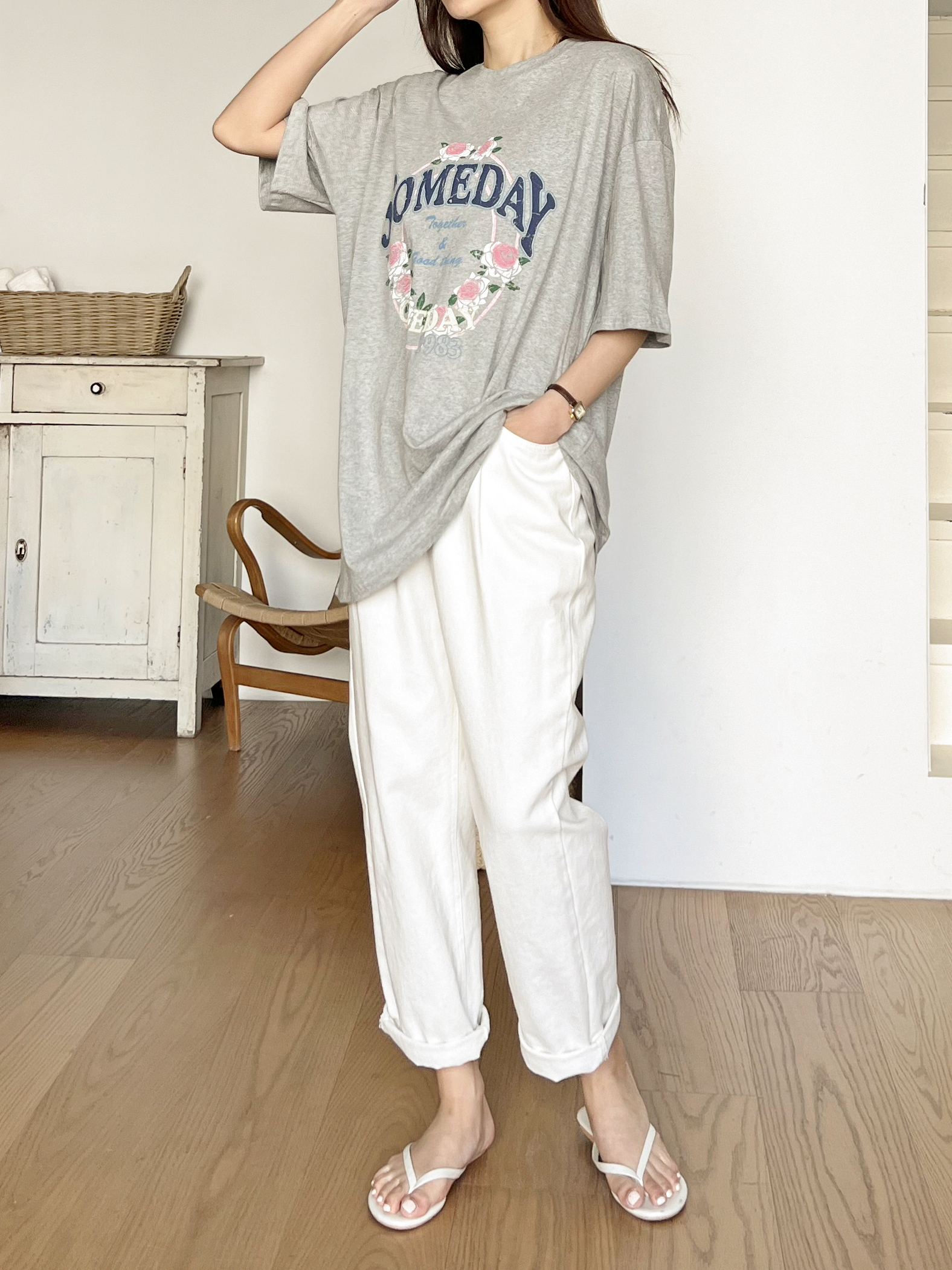 SOMEDAYローズプリント半袖Tシャツ | 詳細画像3