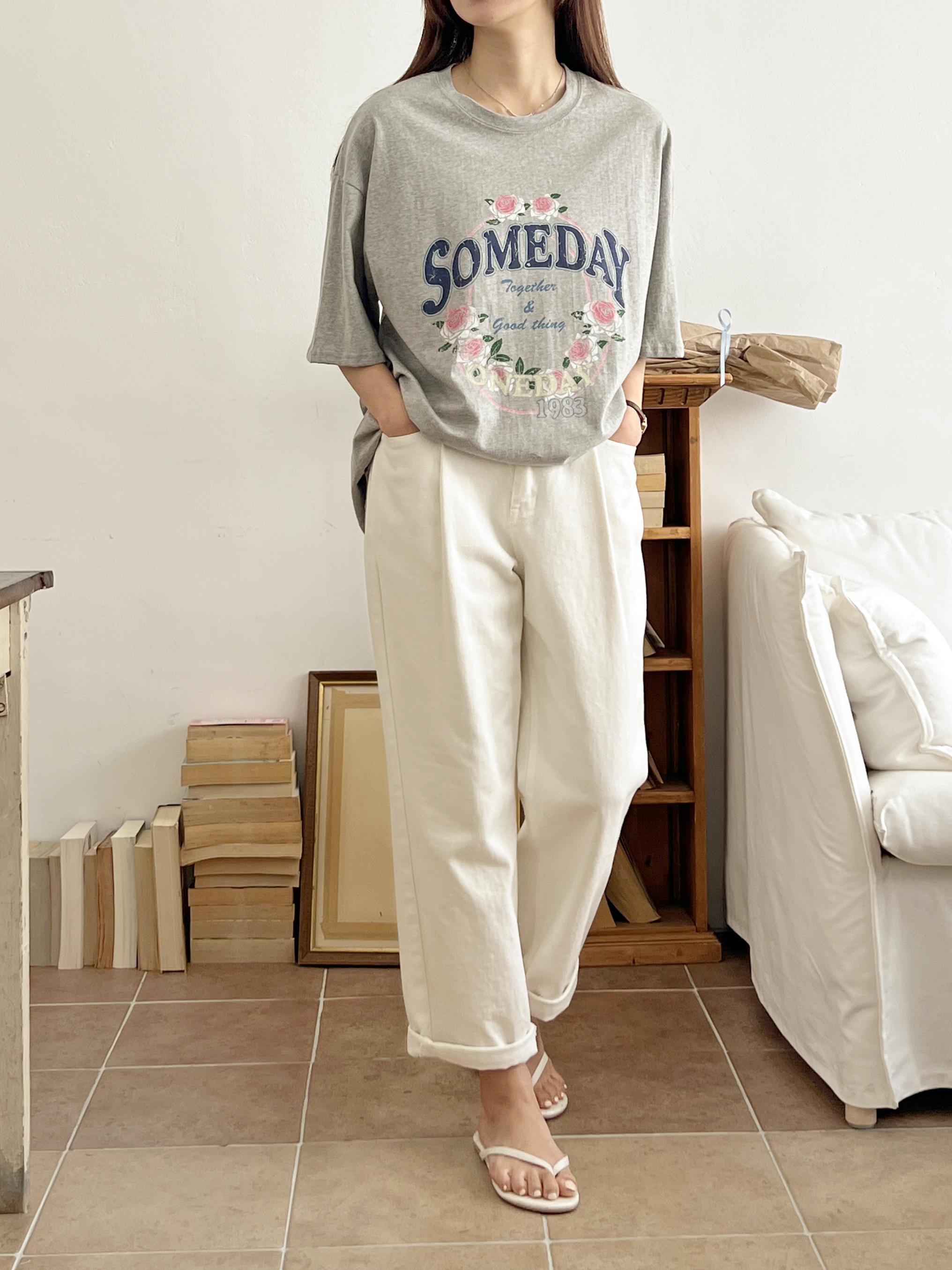 SOMEDAYローズプリント半袖Tシャツ | 詳細画像9