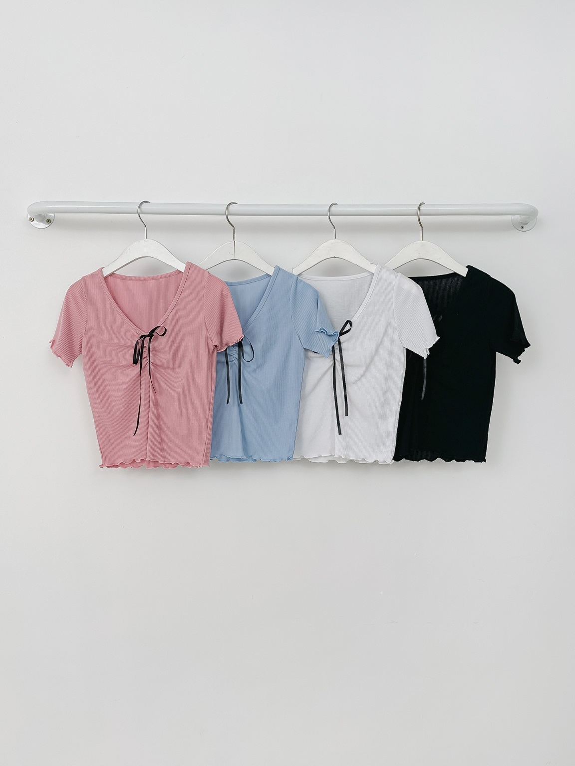 配色リボンシャーリングメロウ半袖Tシャツ | 詳細画像8