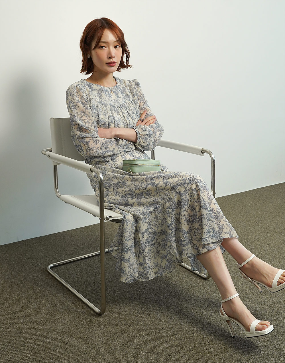 花柄リボンギャザーマーメイドワンピース | 詳細画像16