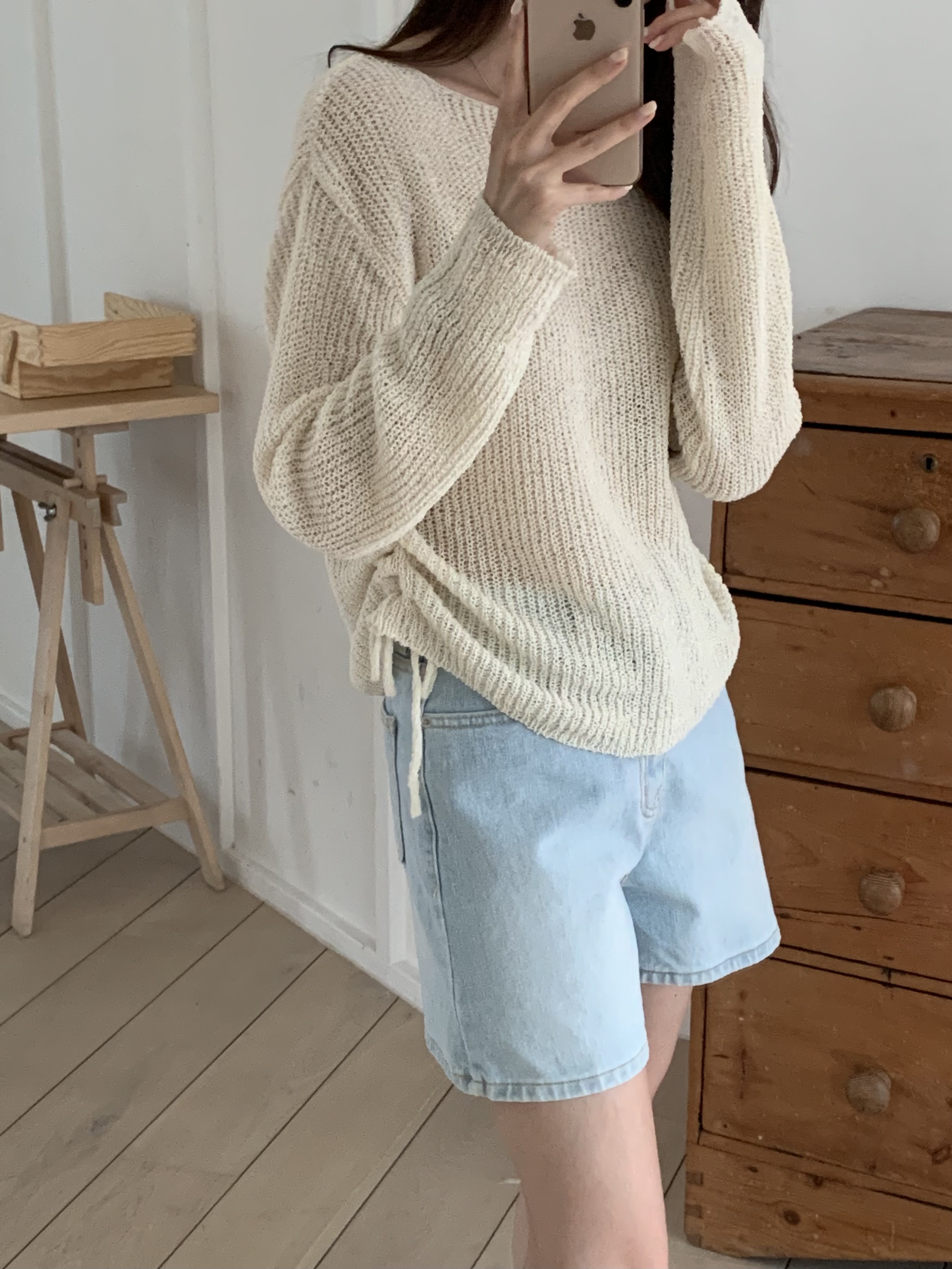 サイドドロストシアー長袖ニット | 詳細画像2