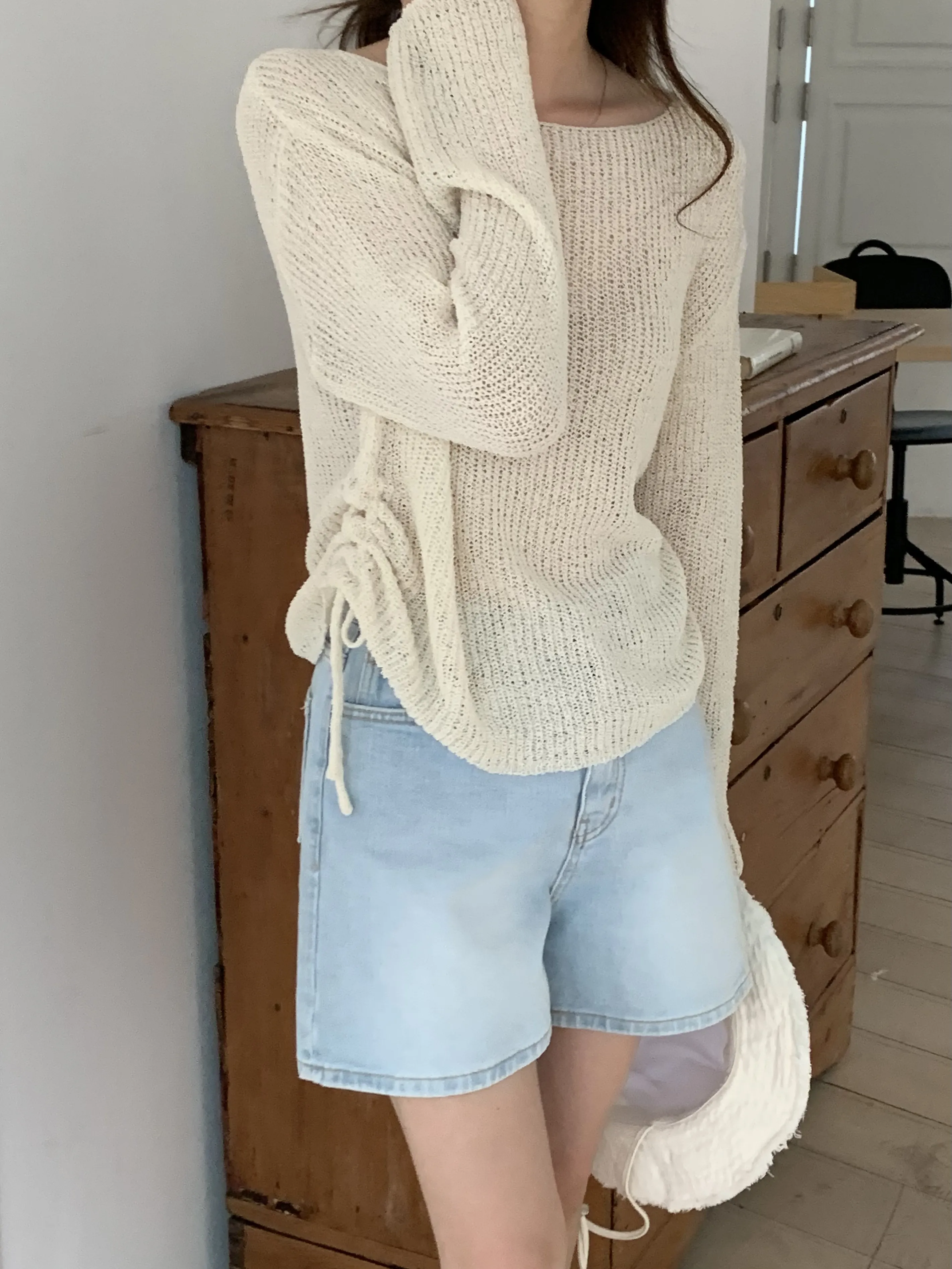 サイドドロストシアー長袖ニット | 詳細画像1